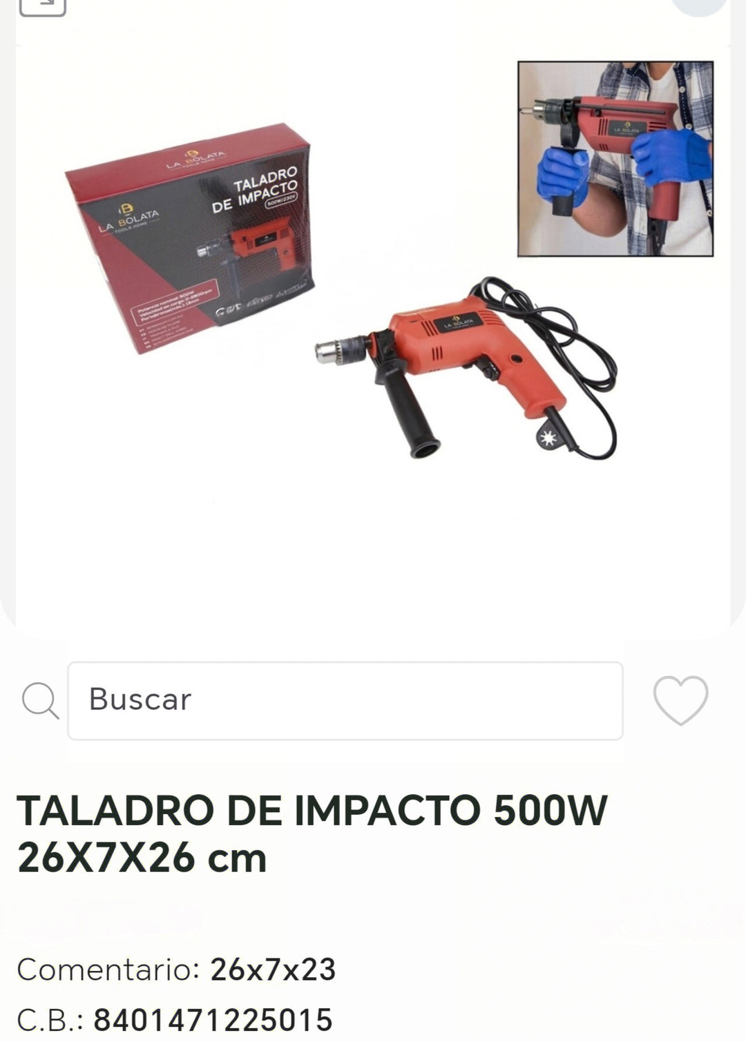 Taladro de impacto 500w 26*7*23cm