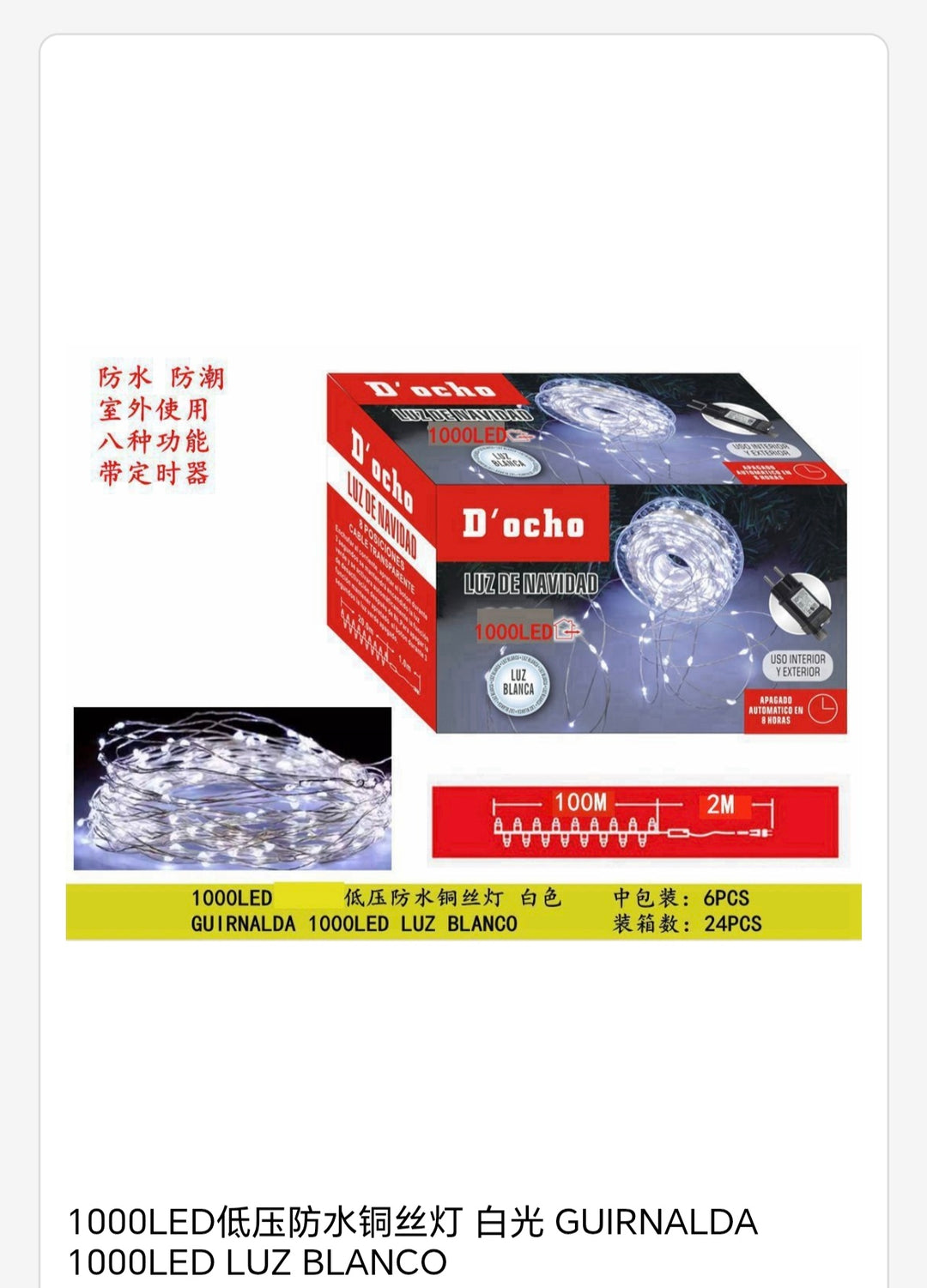 Guirnalda 1000Led luz blanco