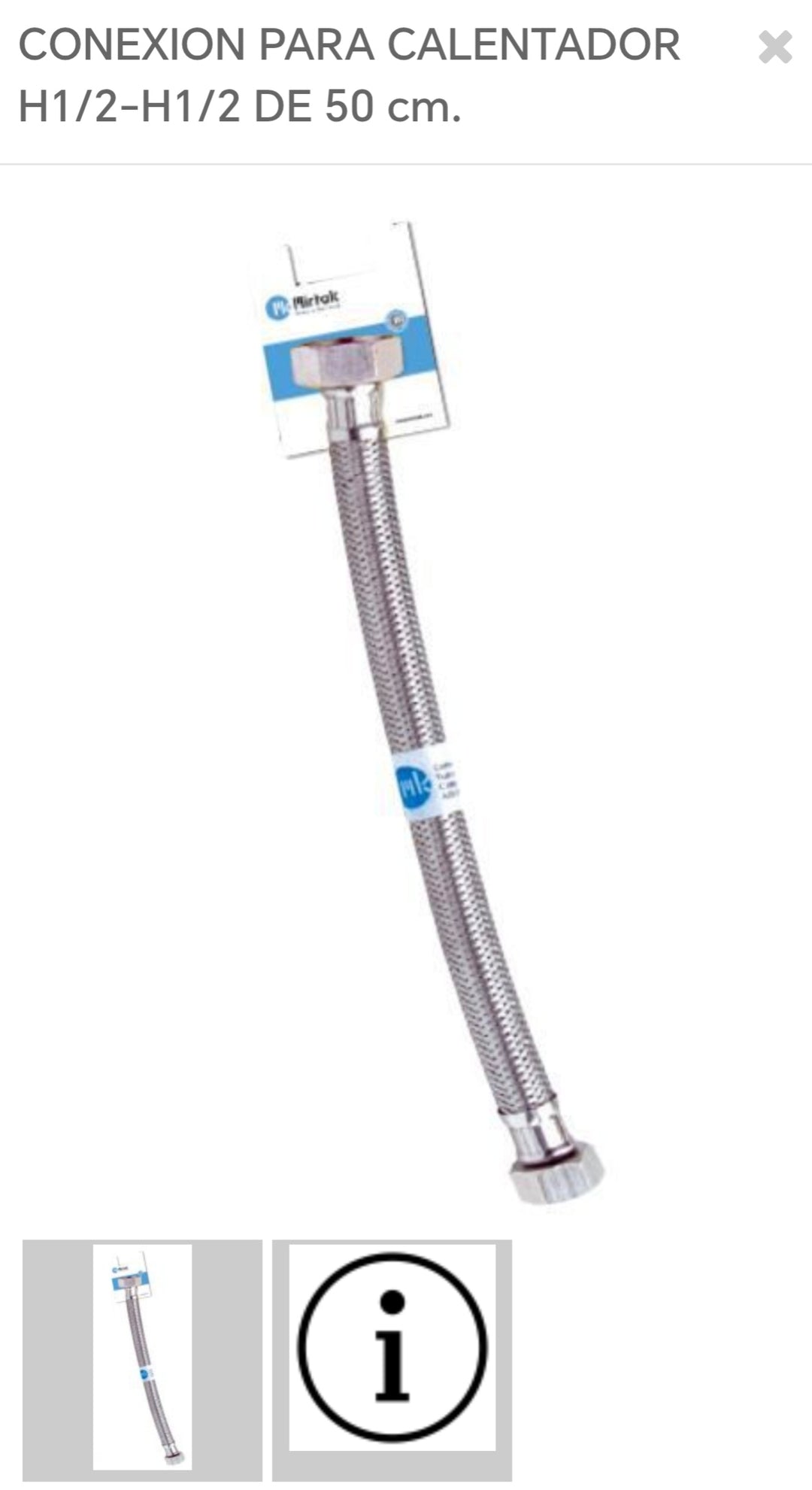 conexión para calentador H1/2H1/2 35cm S115500