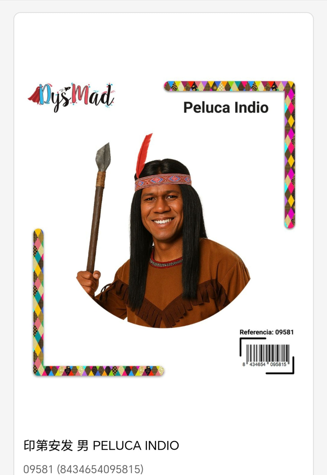 Peluca indios adultos
