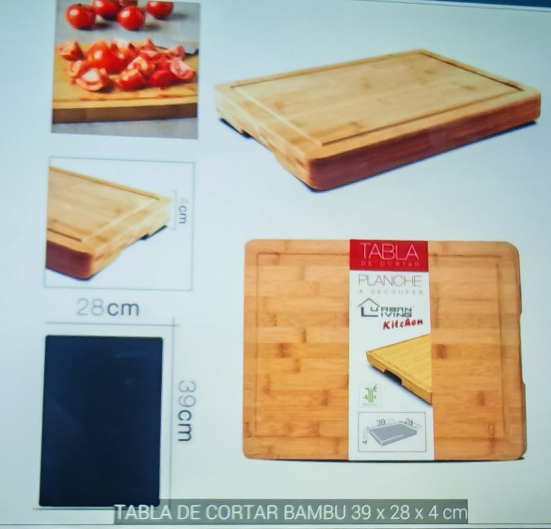 Tabla de cortar bambú 39*28*4cm