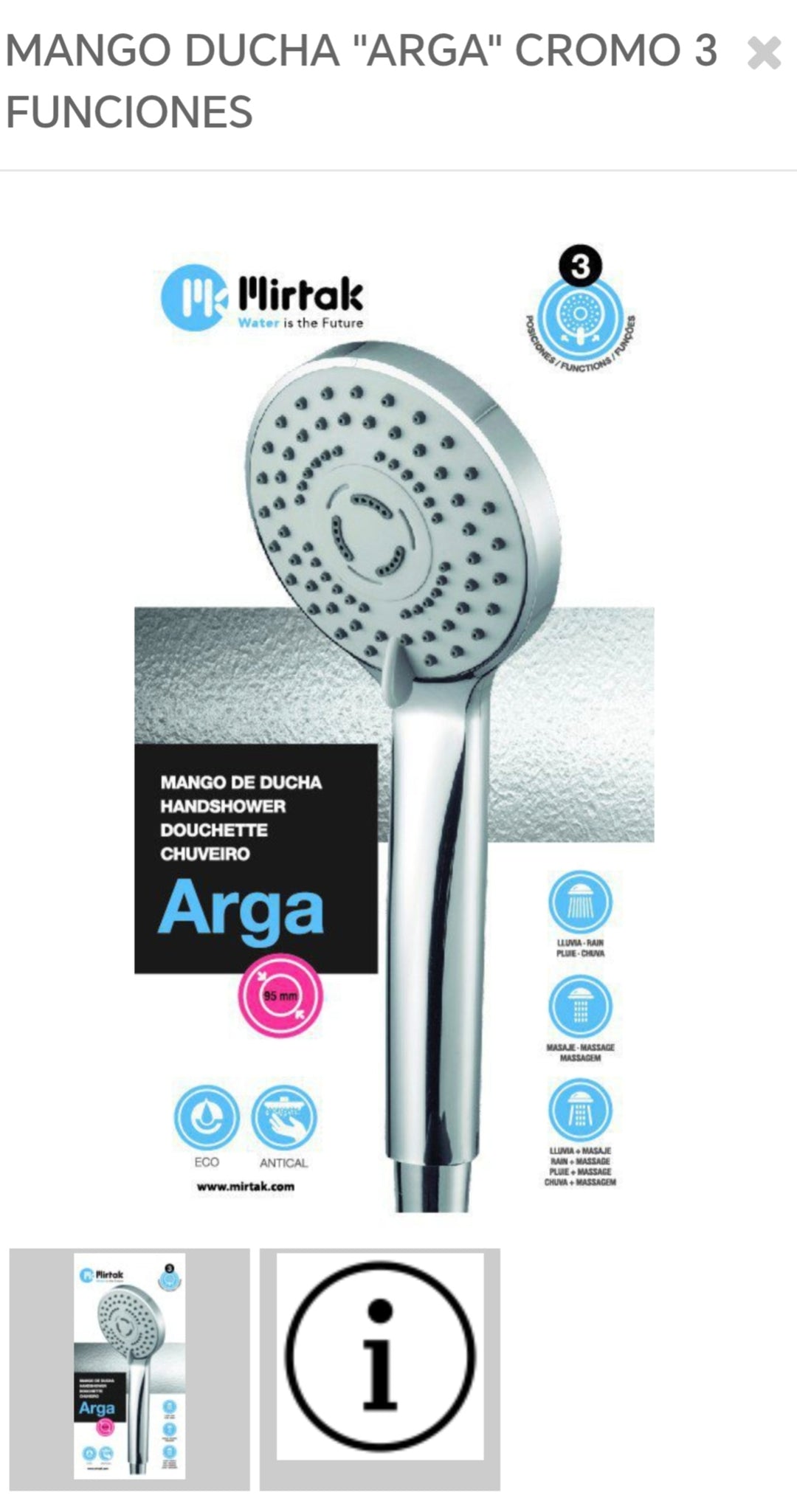 mango de ducha Arga B-52401