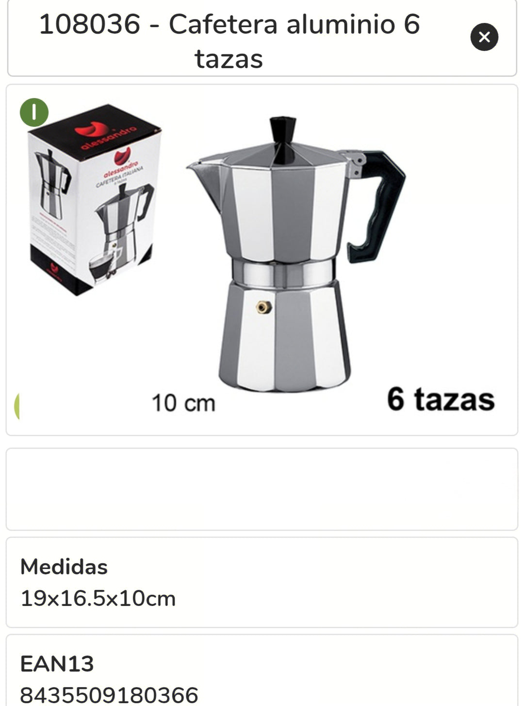 cafetera aluminio 6 tazas