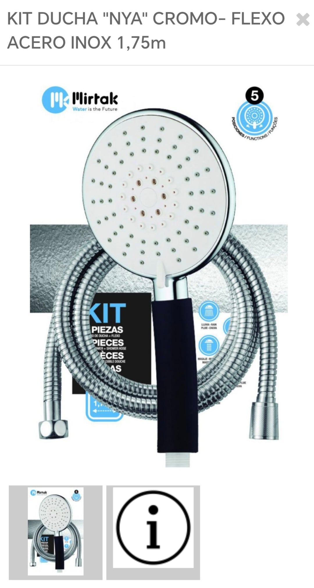 kit mango ducha+flexo 1, 75m