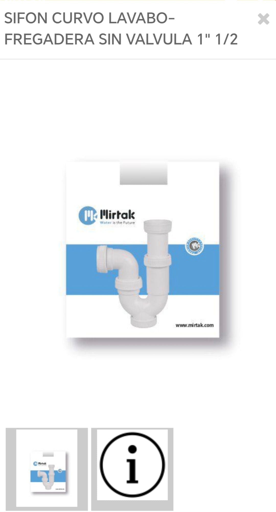 sifón curvo lavado fregadera s/válvula 1*1/2