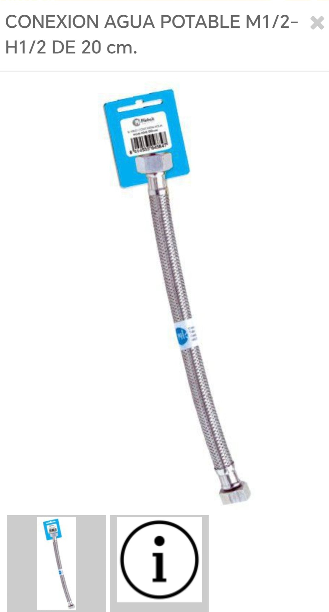 conexión agua Portable M1/2H1/2 20cm S101206