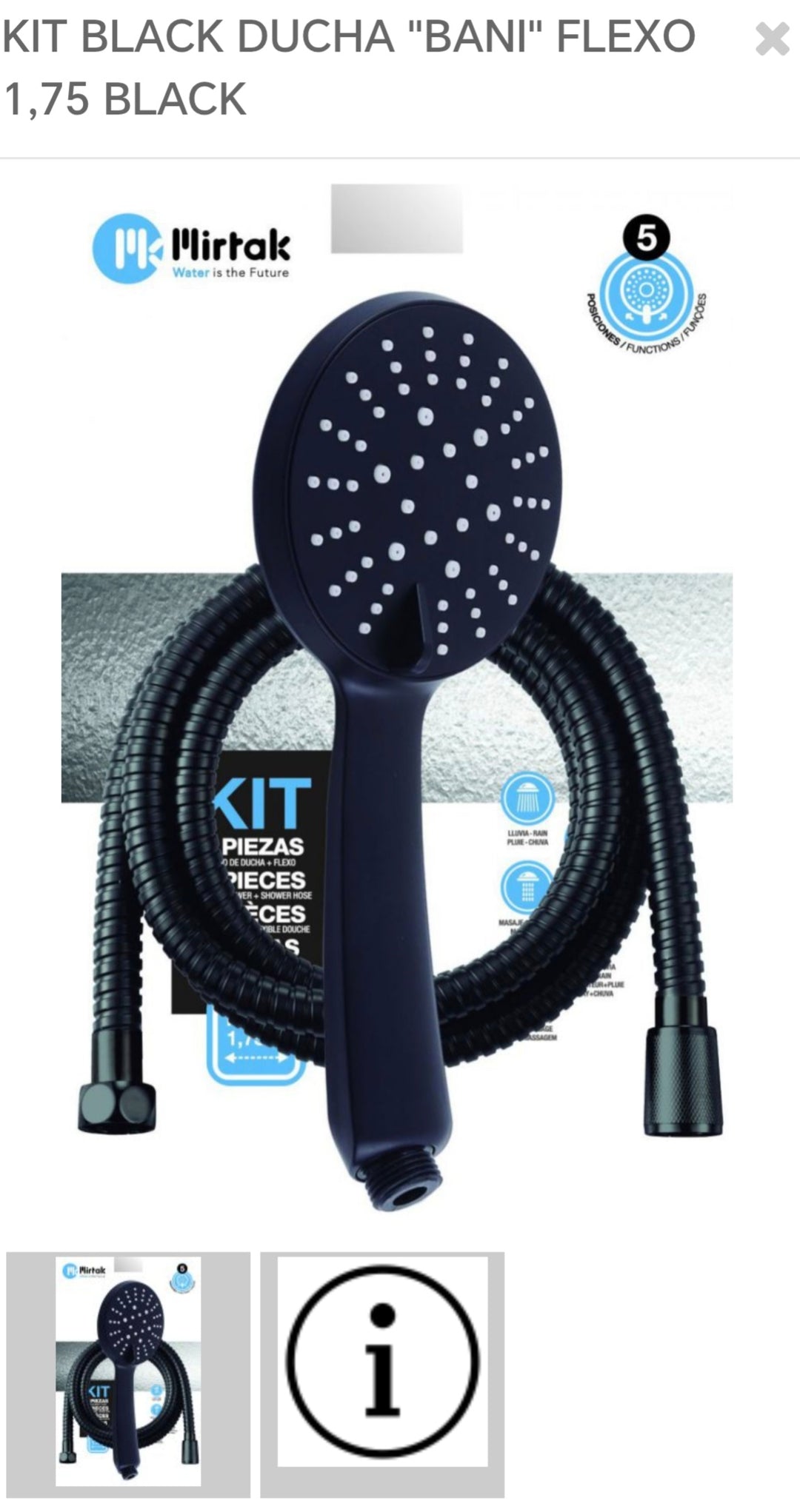 kit ducha Bani black 1, 75m B17144