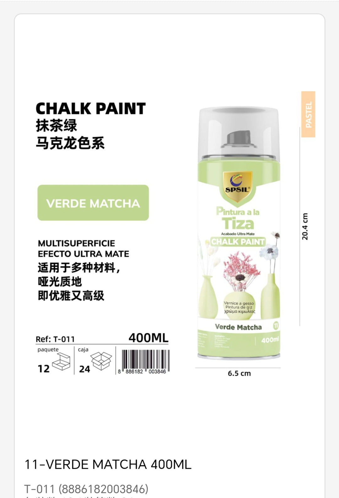 Pintura tiza verde matcha 400ml