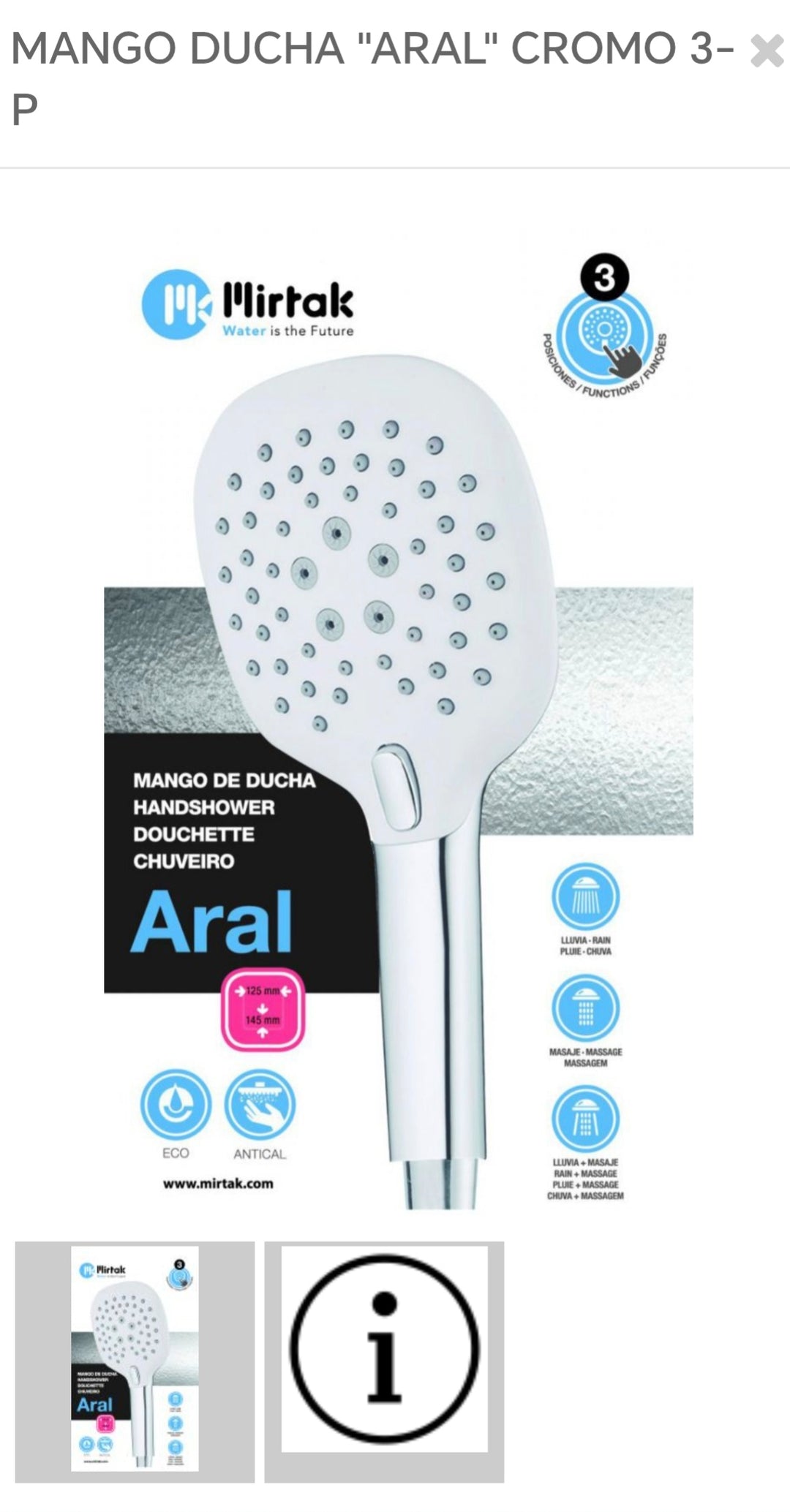 mango de ducha Aral B-50642