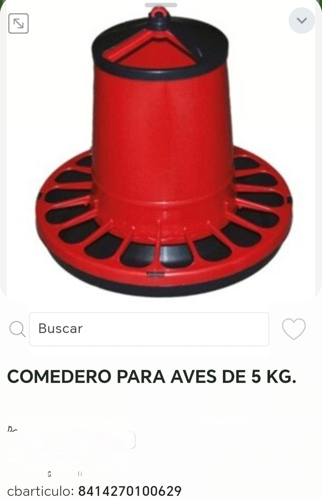 Comedero para aves de 5kg