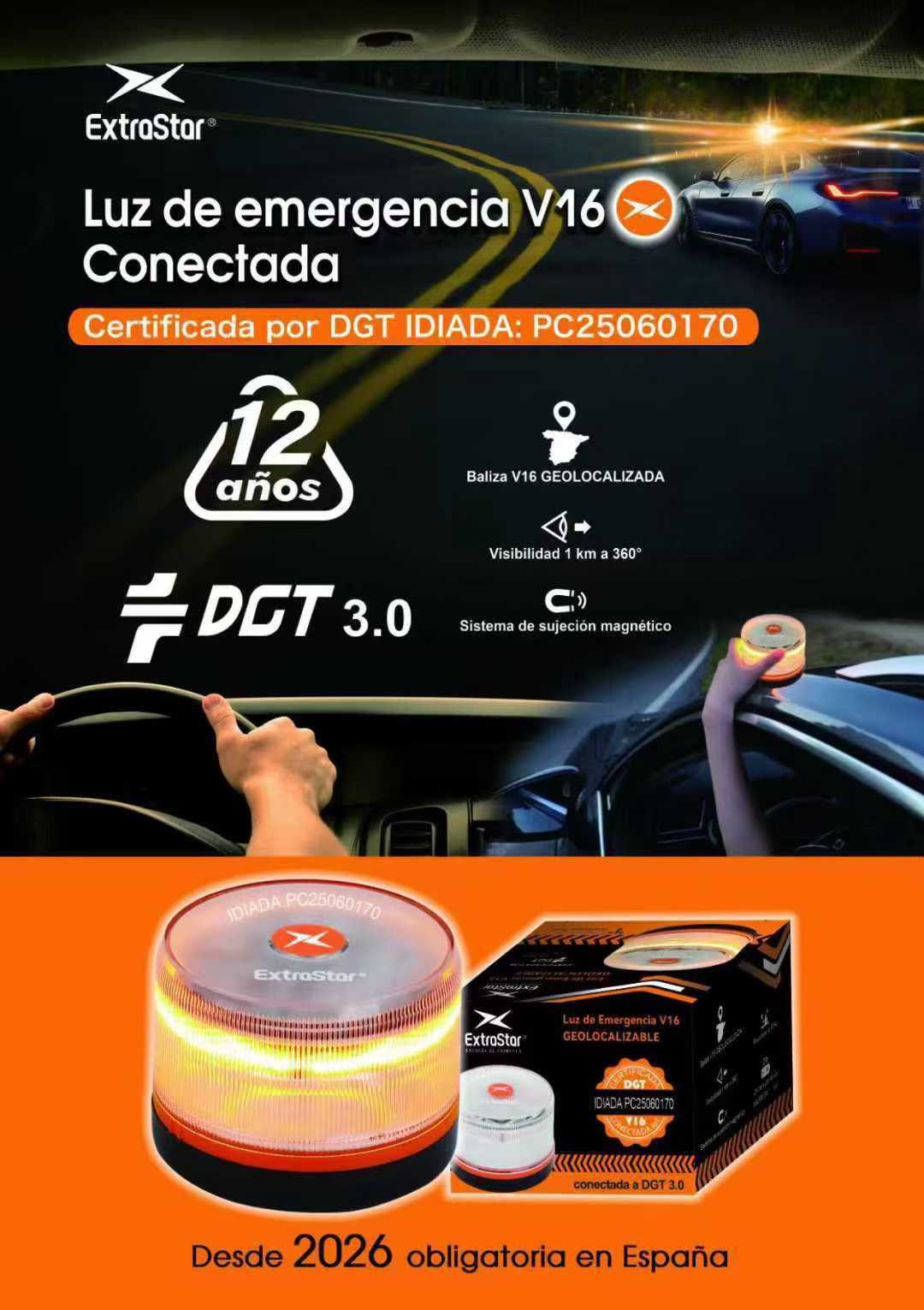 Luz de emergencia V16 conectada