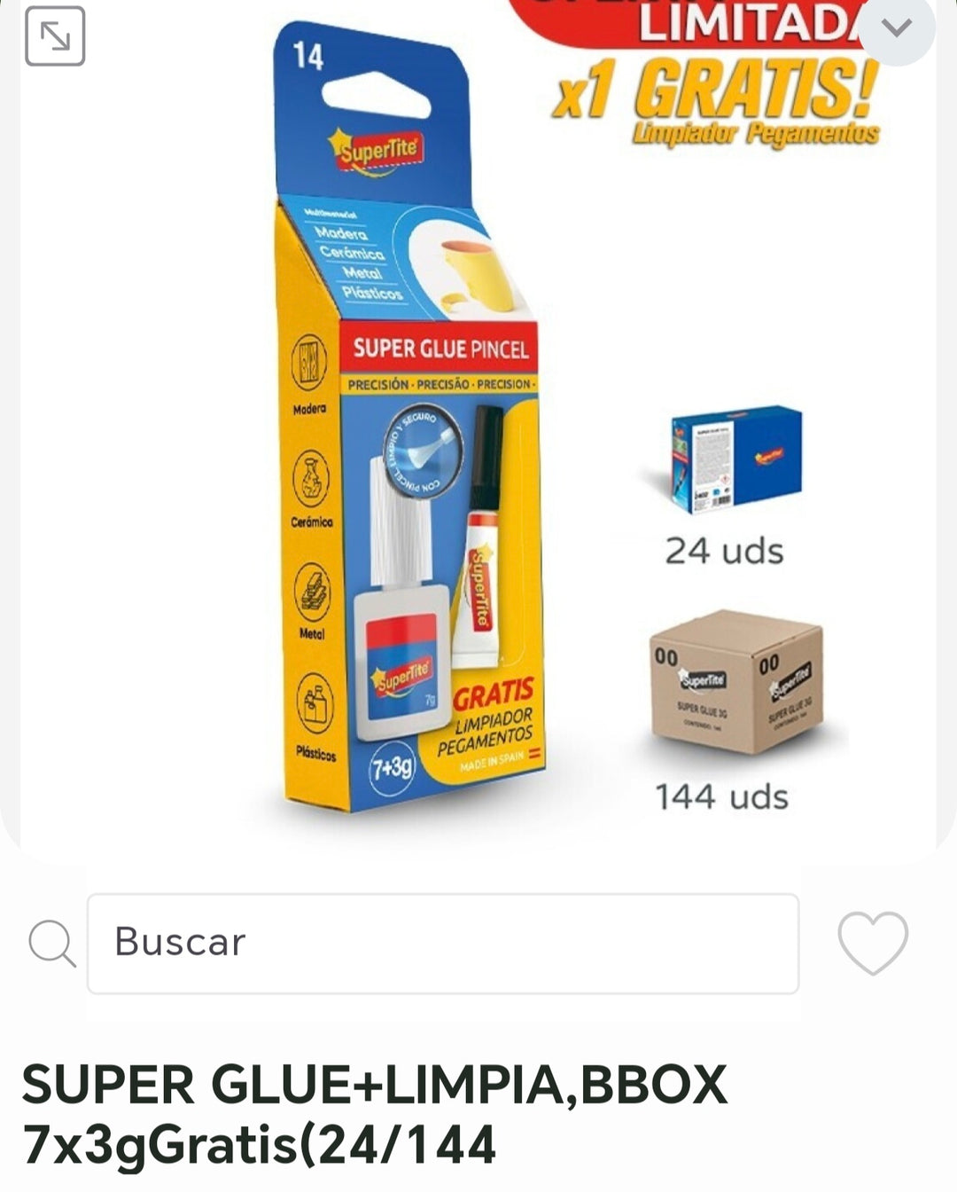 súper glue+limpia b box 7x3g gratis