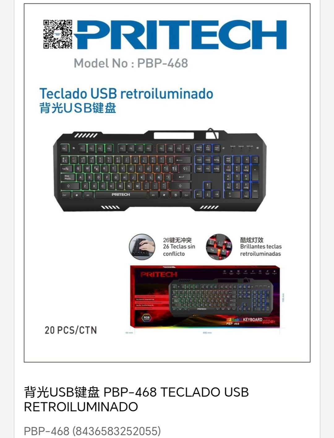 Teclado usb Retroilumnado