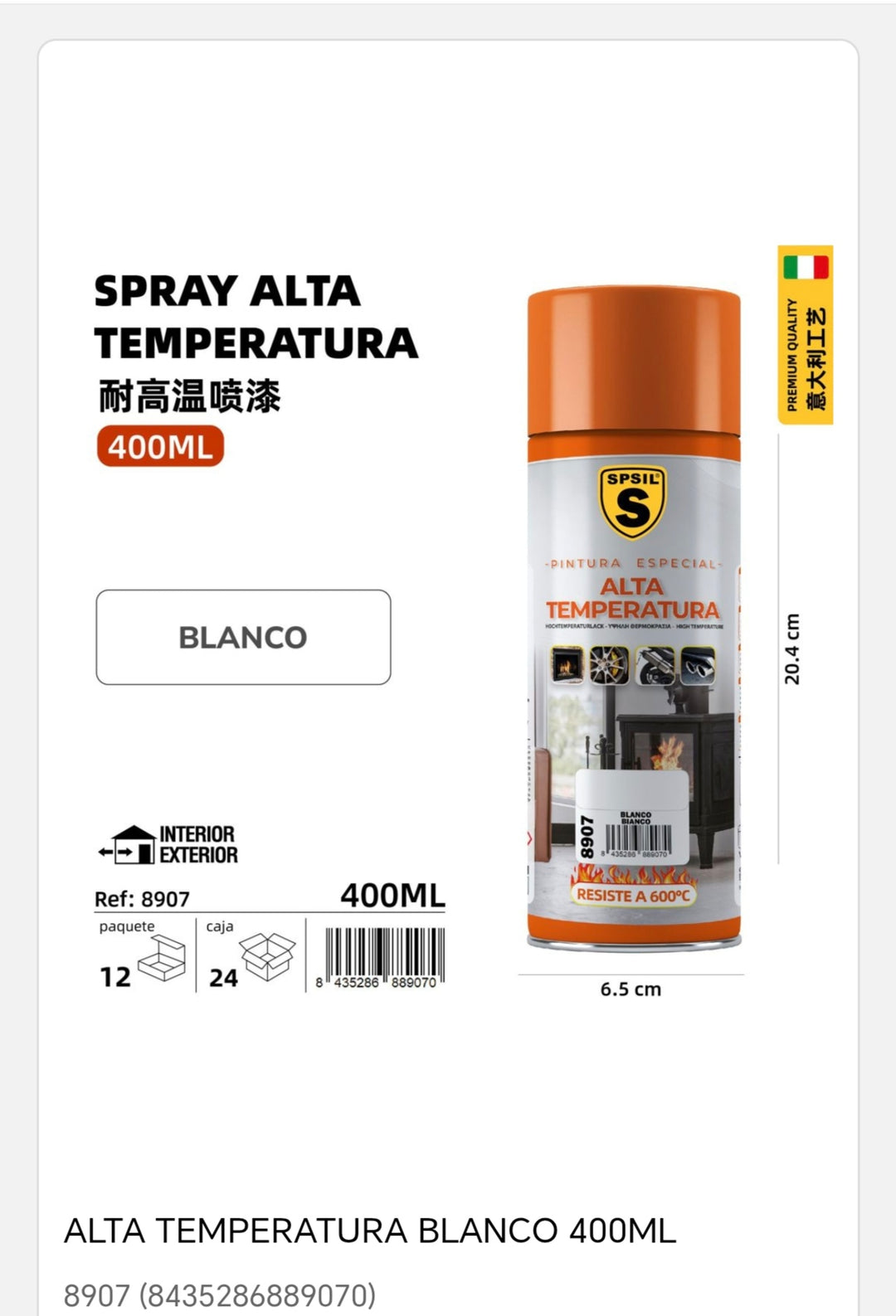 spray alta temperatura blanco 400ml