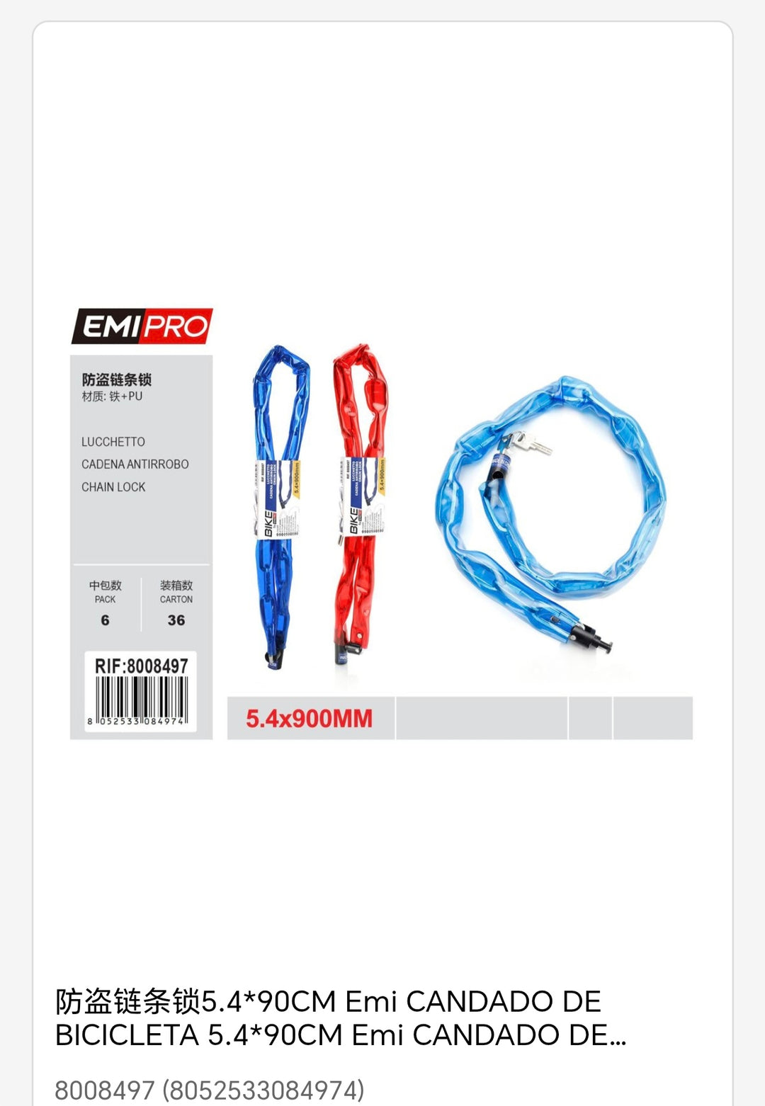 candado de bicicletas 8, 0*90cm