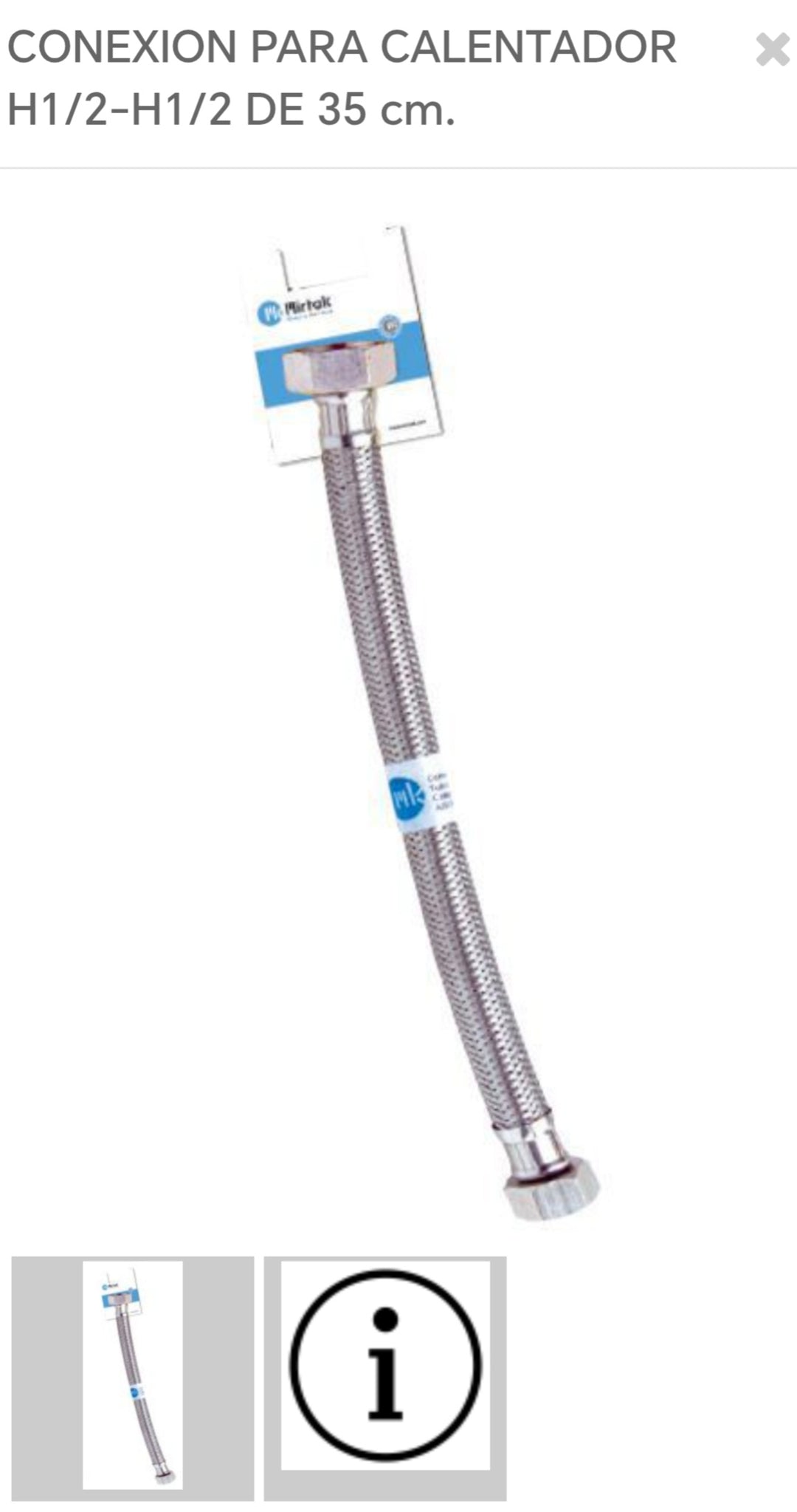 conexión para calentador H1/2H1/2 35cm S11535