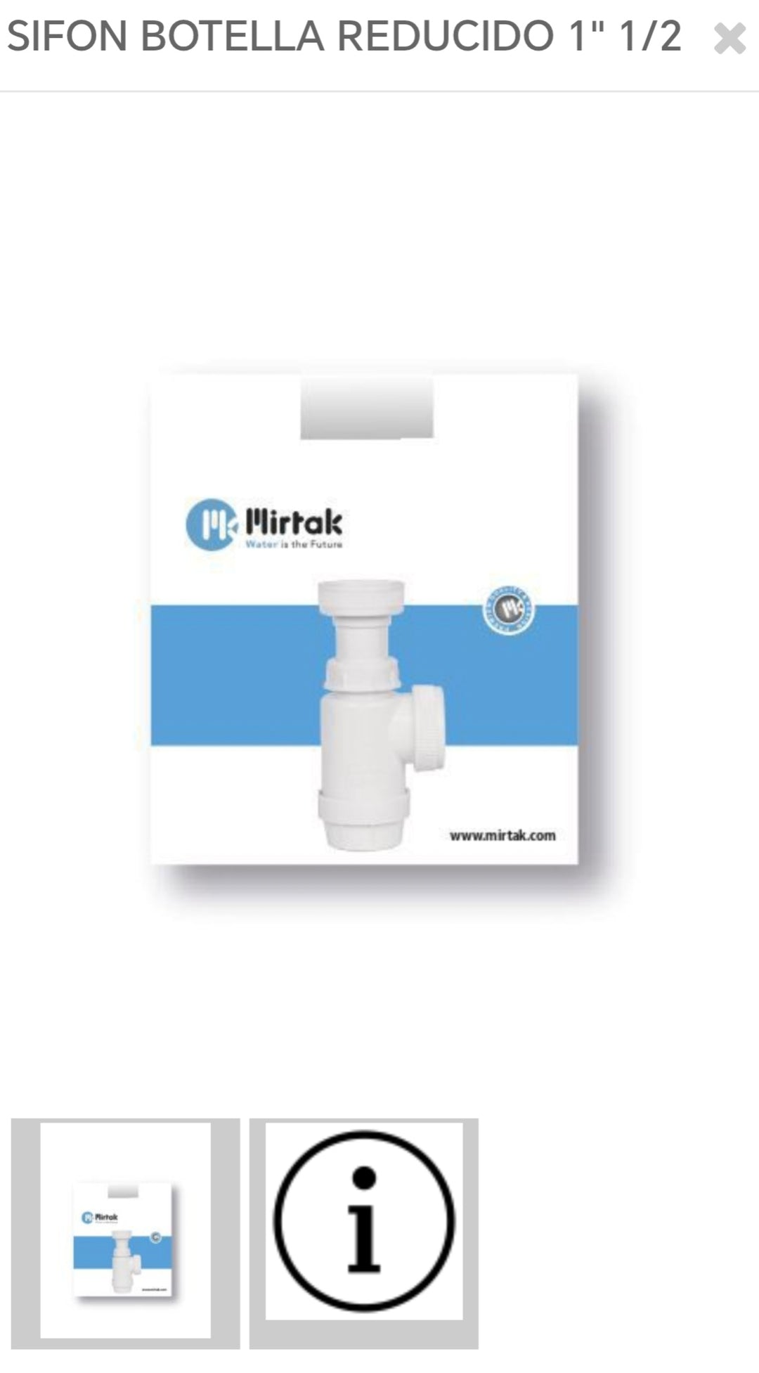 sifón botella reducido 1*1/2