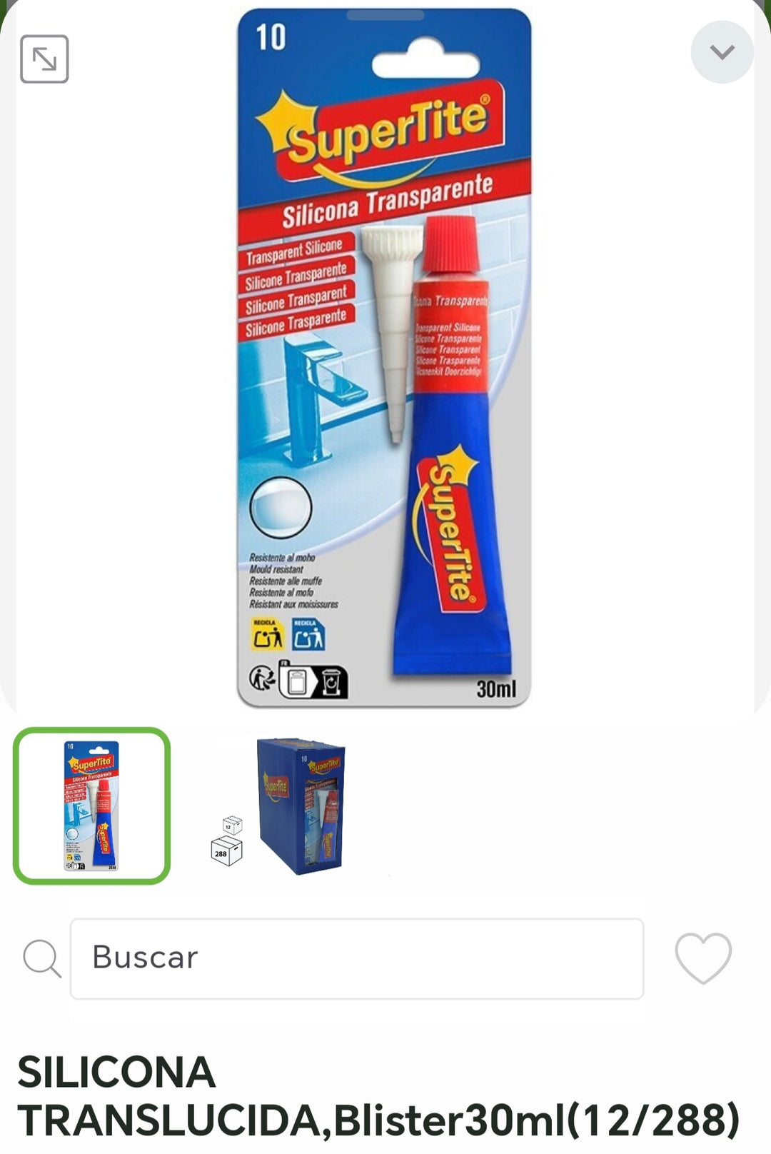 silicona traslucoda bliste 30ml