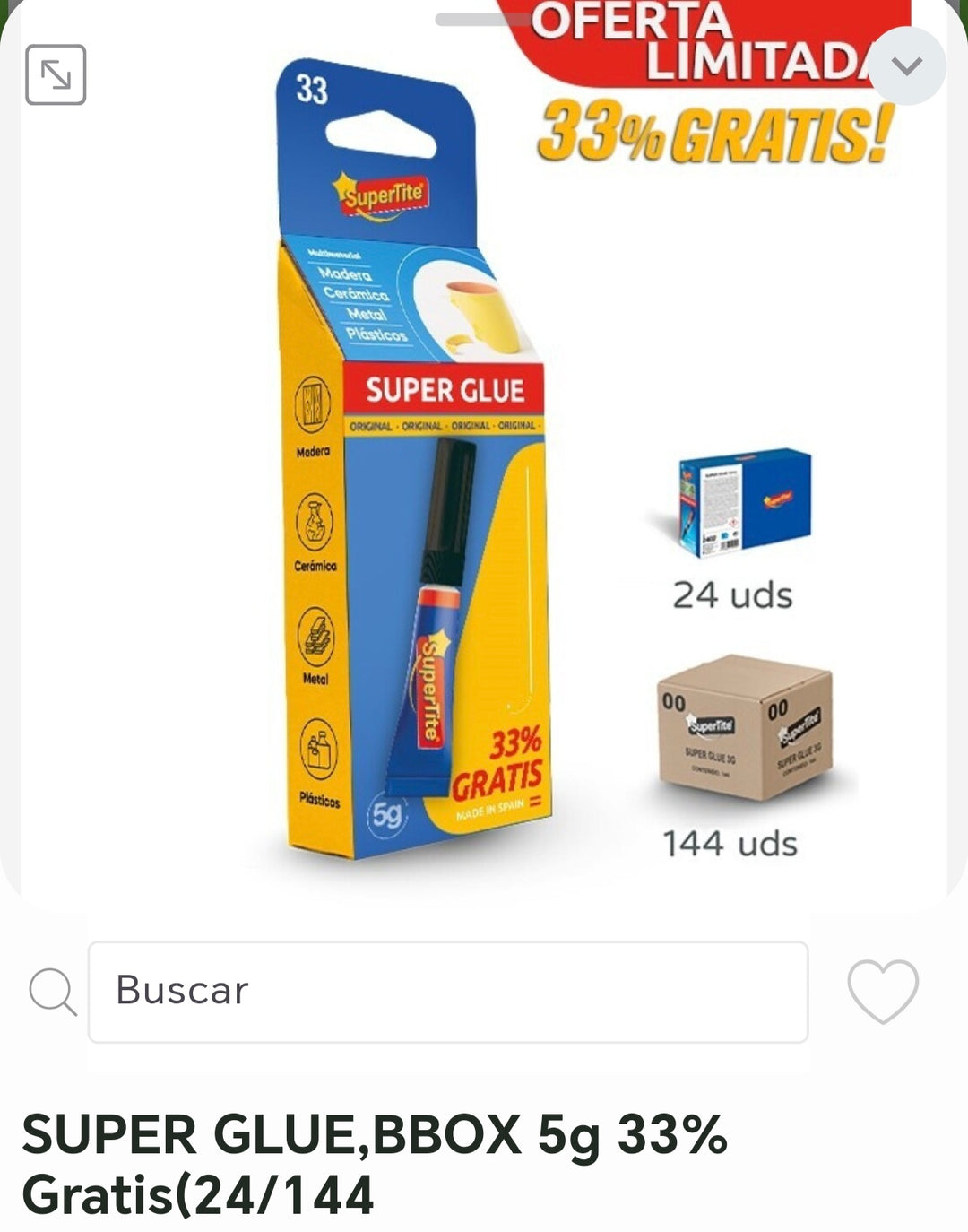 súper glue b box 5g 33% gratis