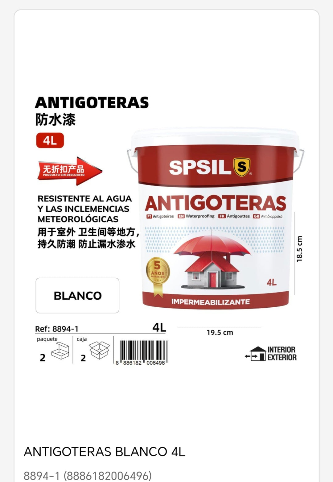Antigoteras blanco 4L