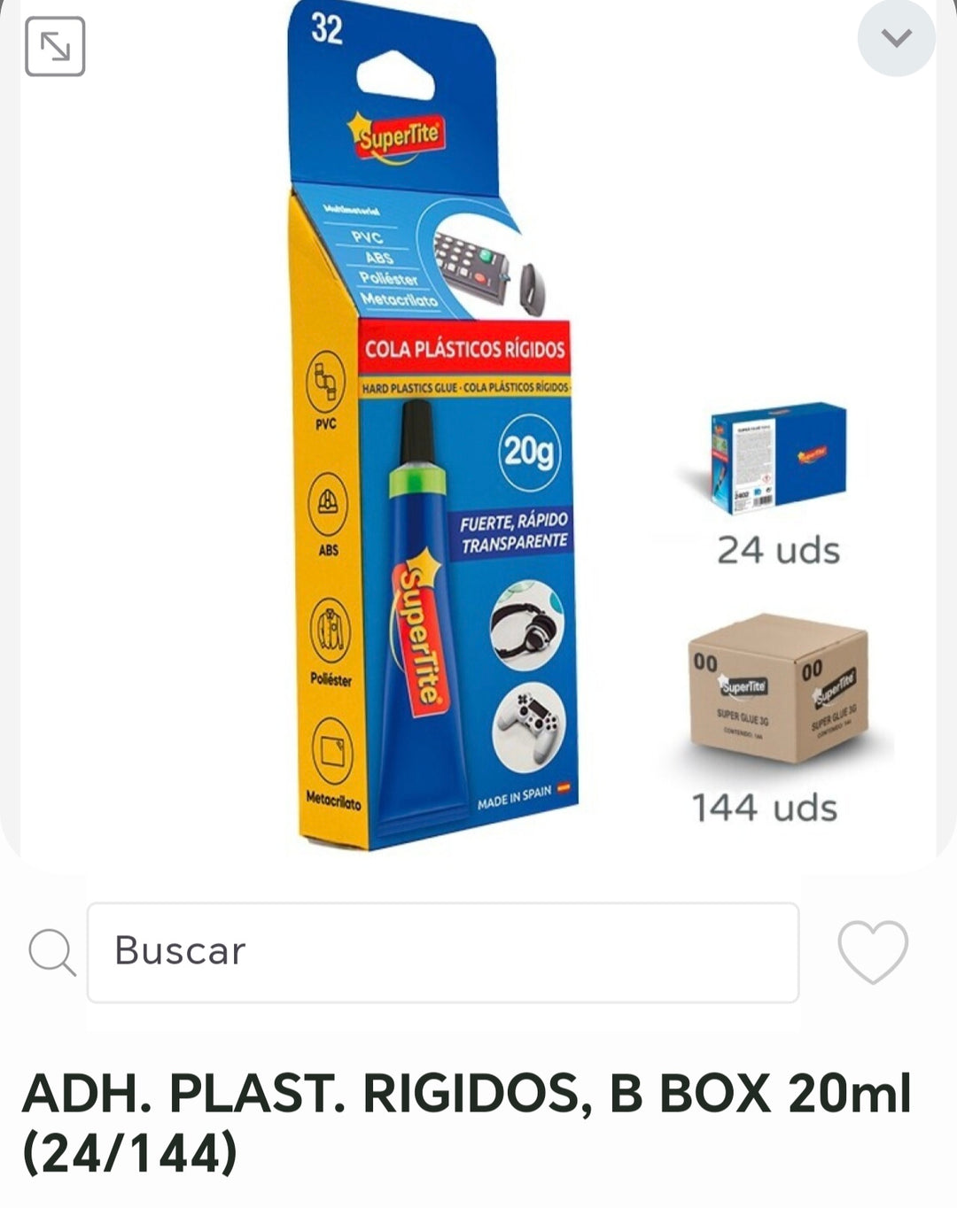 Adh plast rígidos b box 20ml