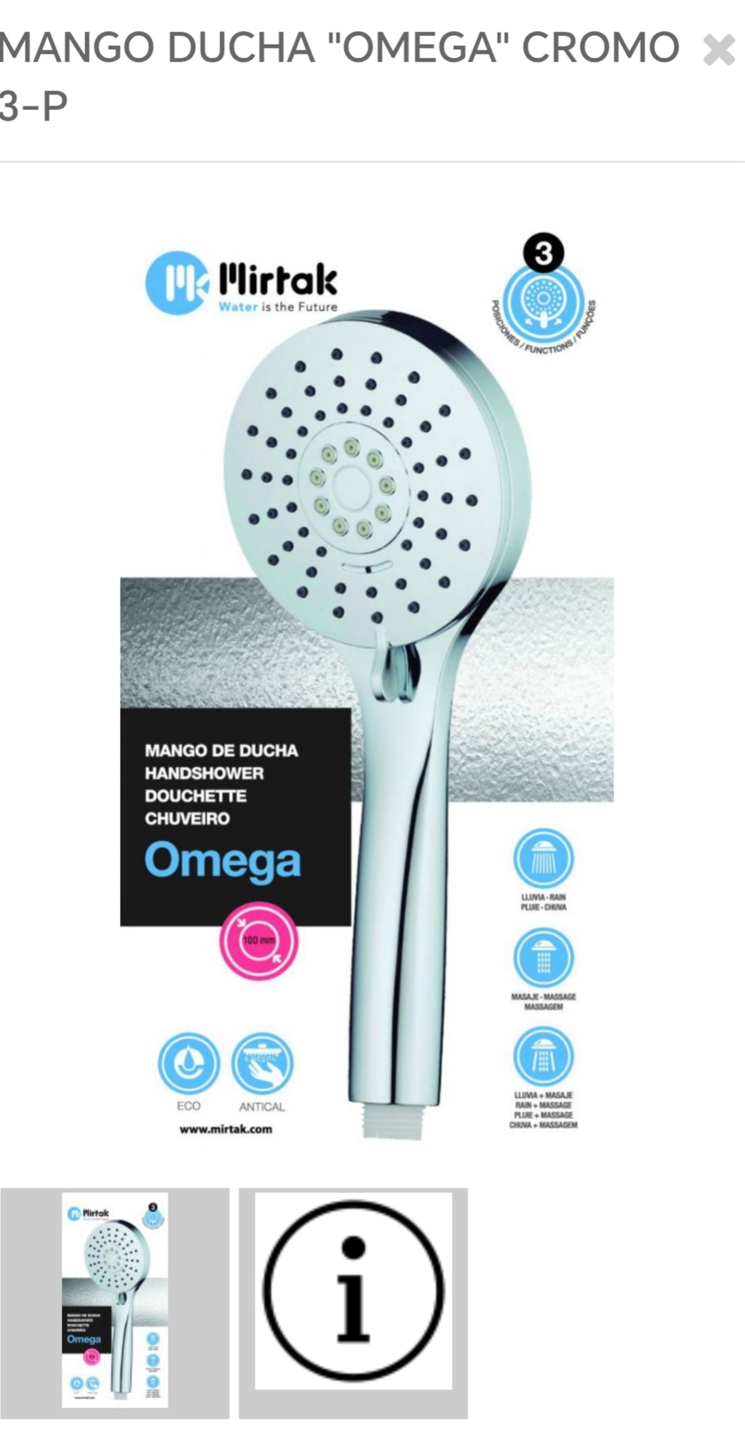 mango de ducha omega B-50212