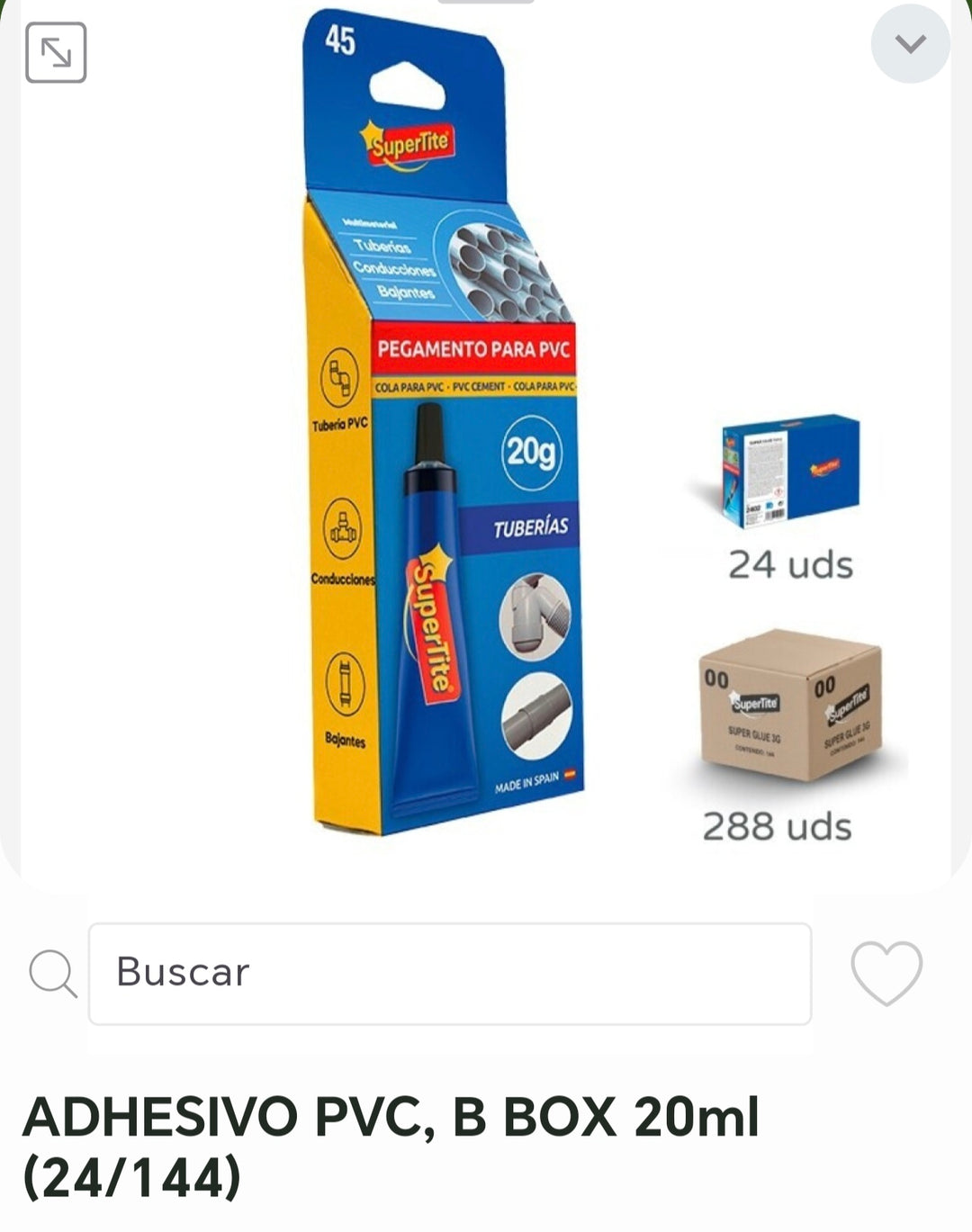 Adhesivo PVC b box 20ml