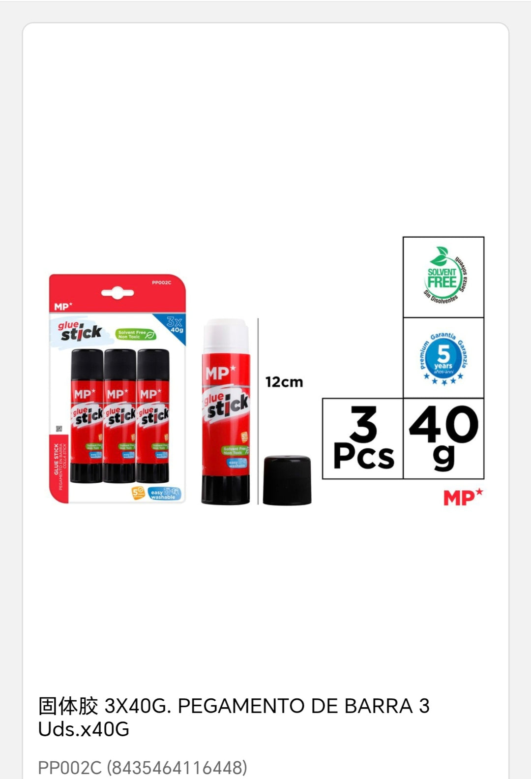 pegamento de barra 3 uds x 40g