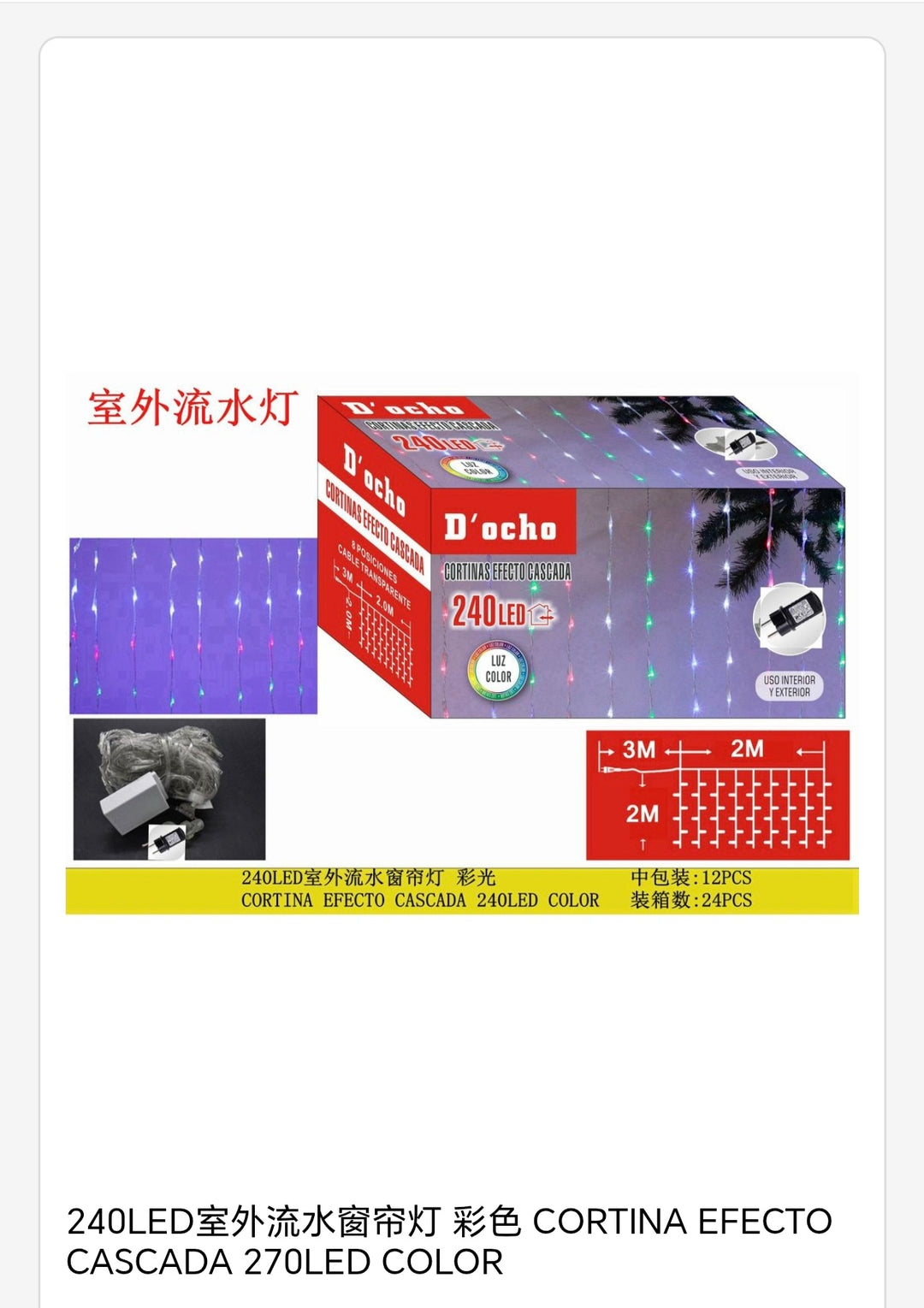 Cortina efecto cascada 240 Led color