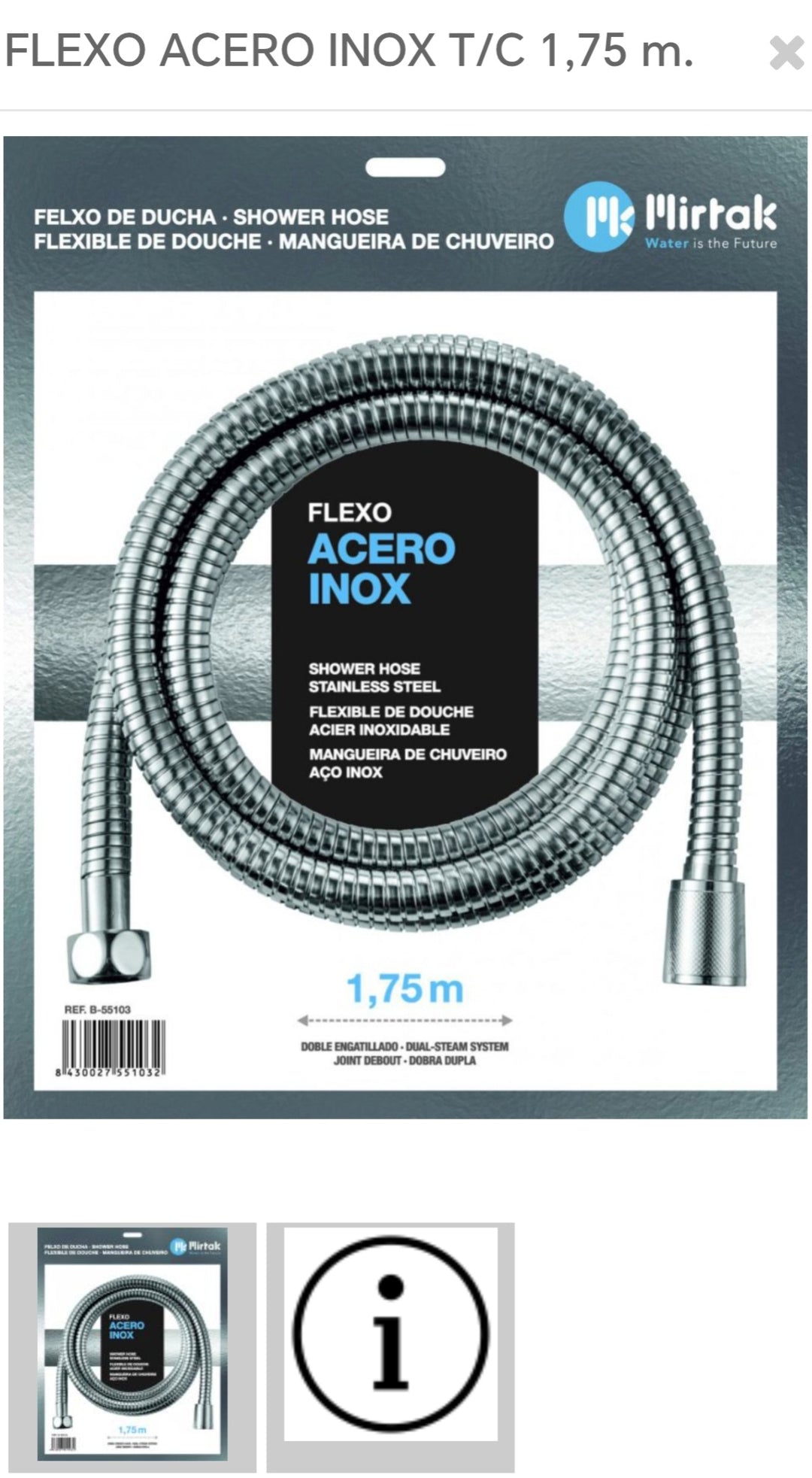 flexo inox cromo 1, 75m