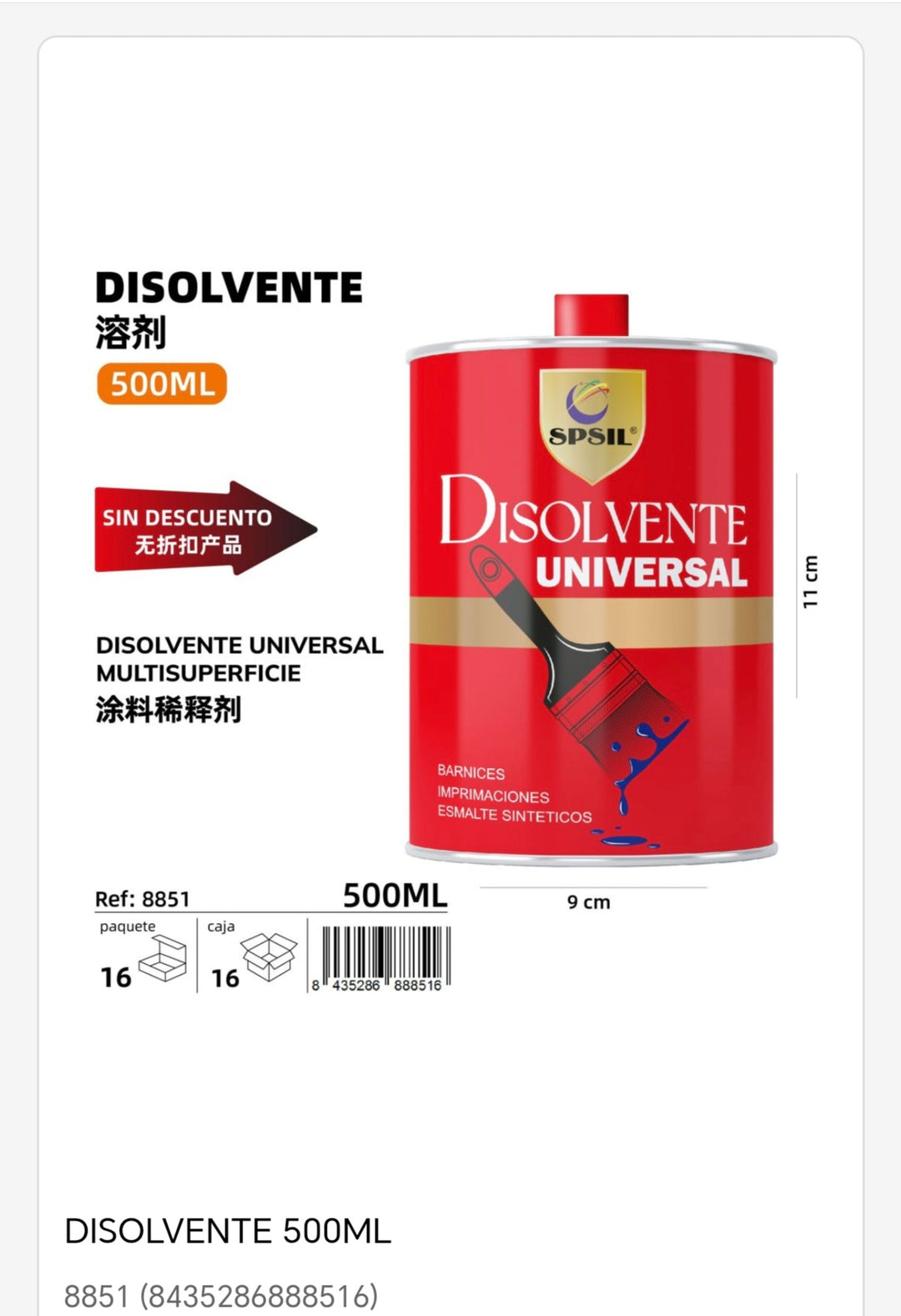 Disolventes universal 500ml