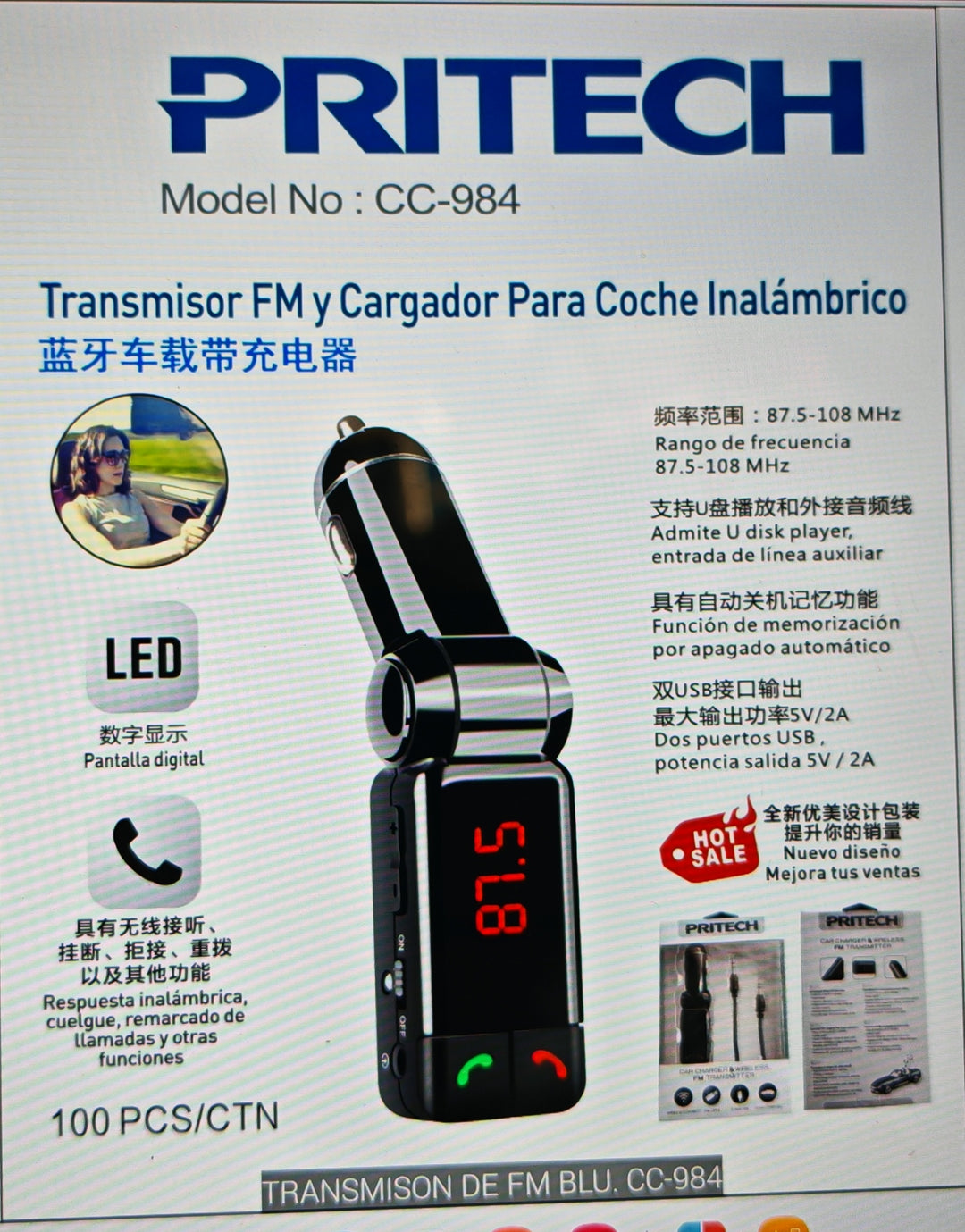 coche transmitter de FM Bluetooth