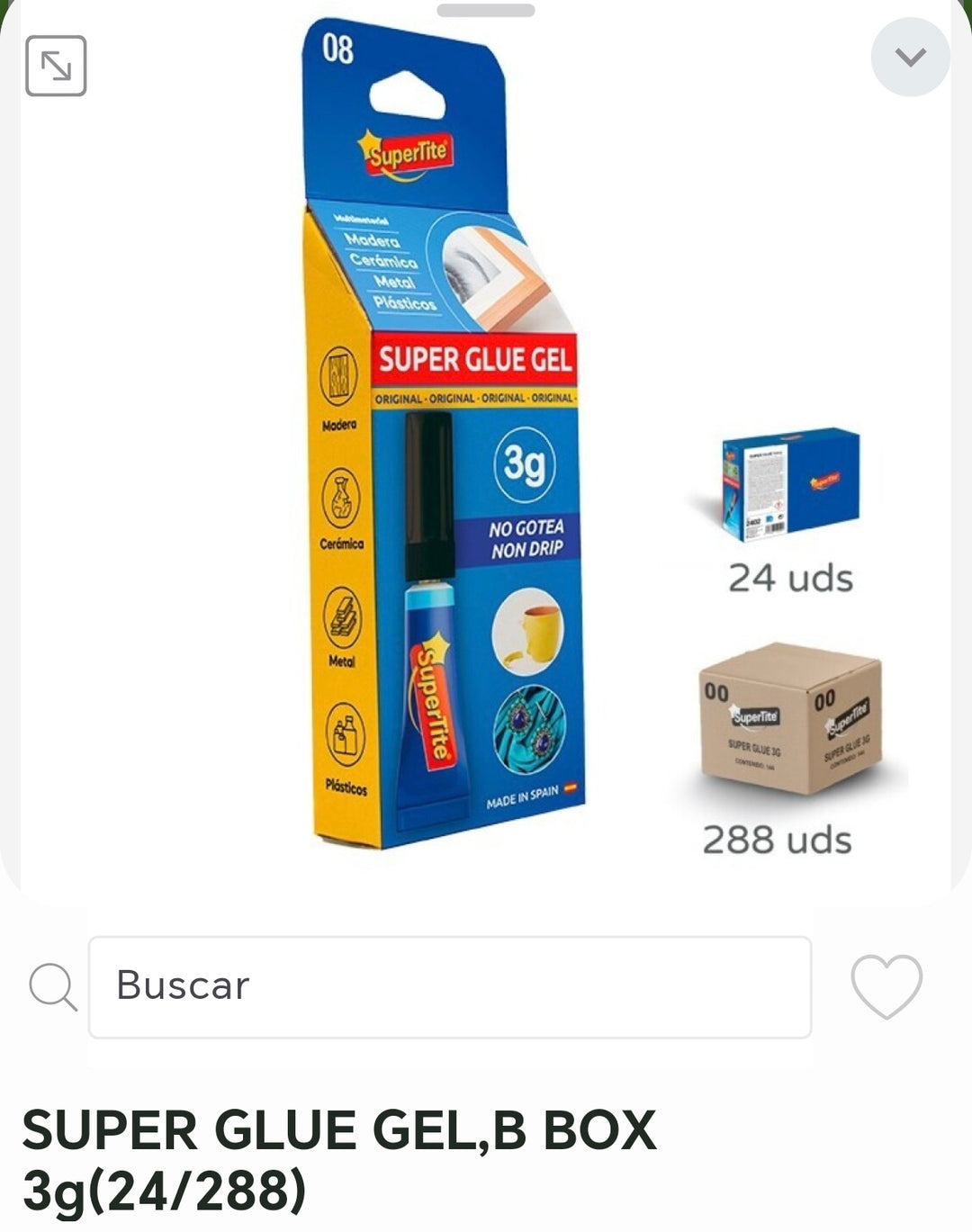 súper glue gel box3g