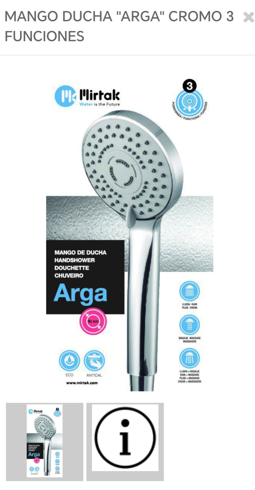 mango de ducha Arga B-52402