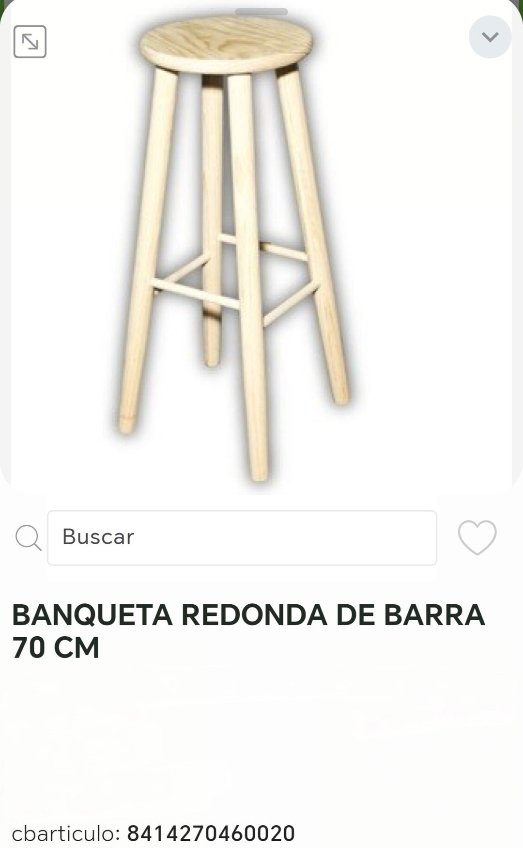 Banqueta redonda de barra 70cm