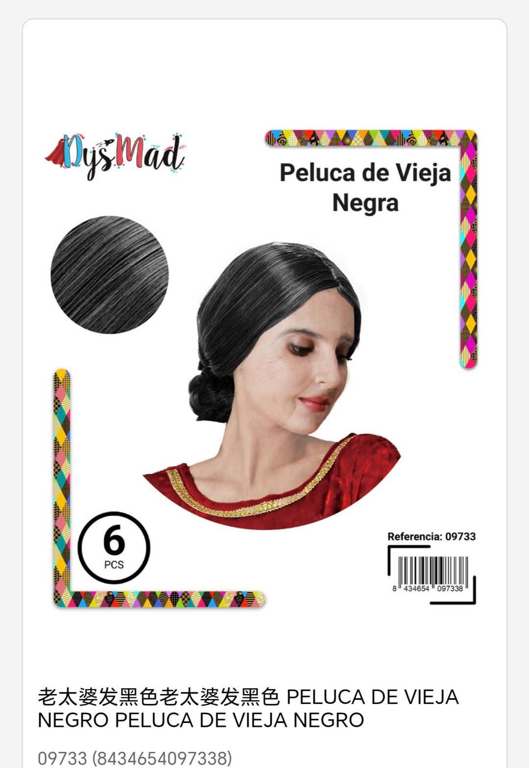 Peluca vieja negro