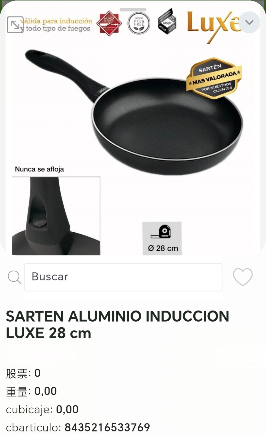 sartén aluminio inducción luxe 28cm