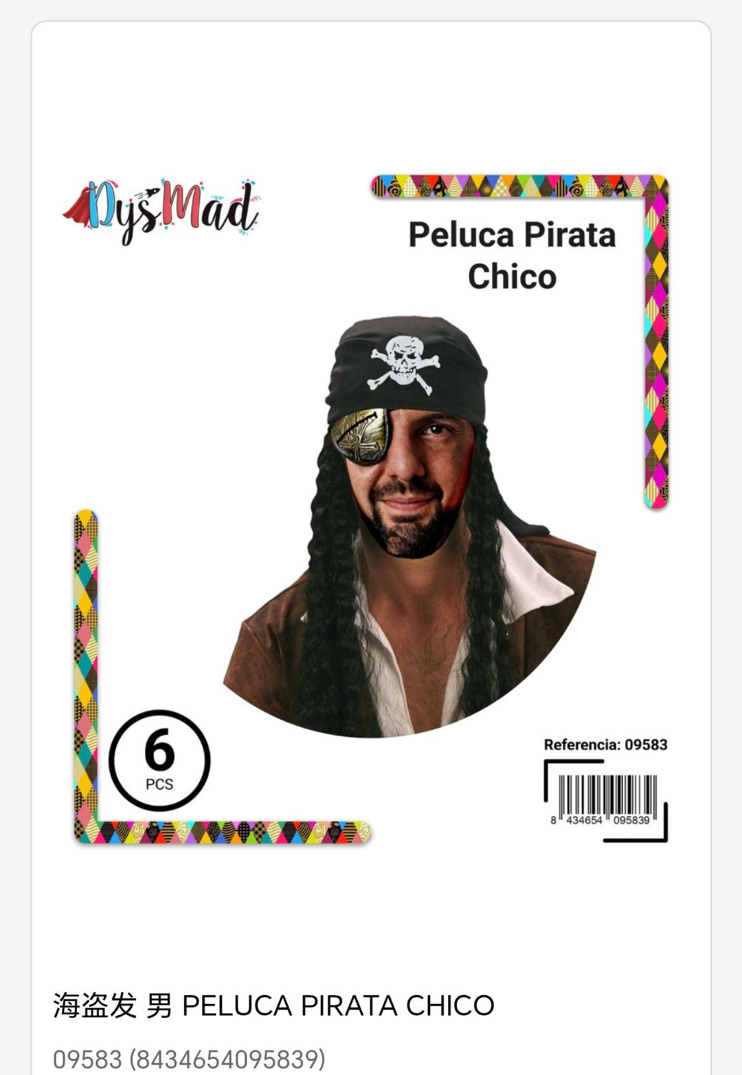 Peluca pirata chico
