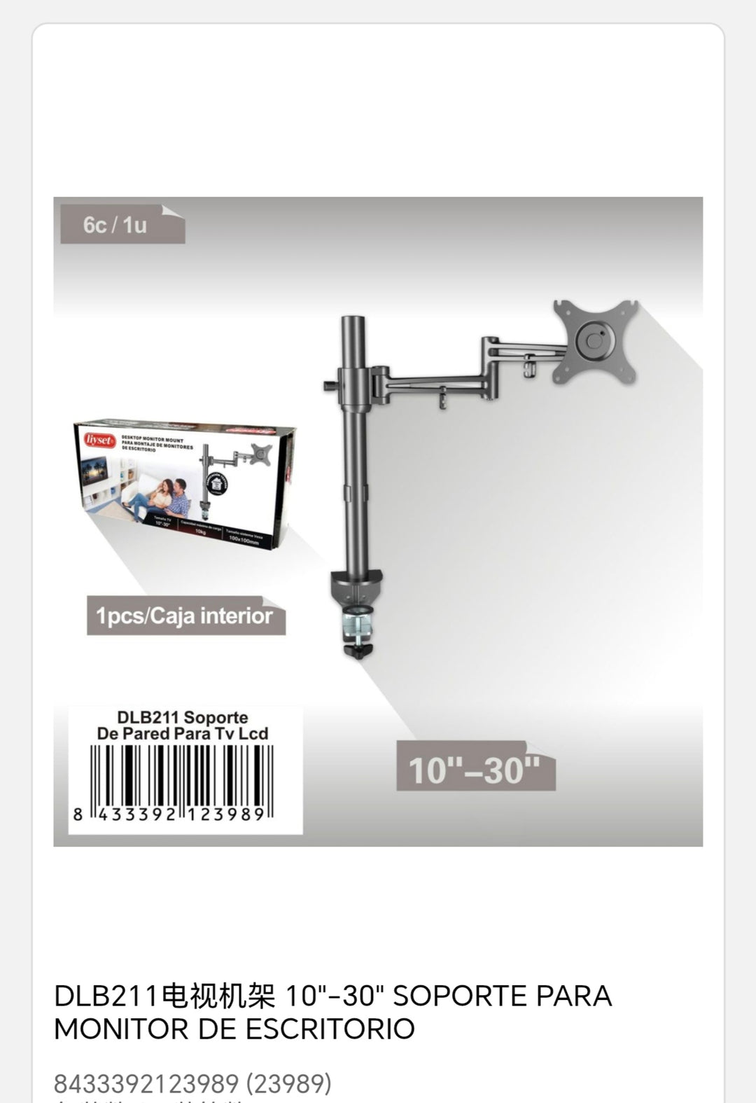 soporte de pared para tv con movimiento 10-30