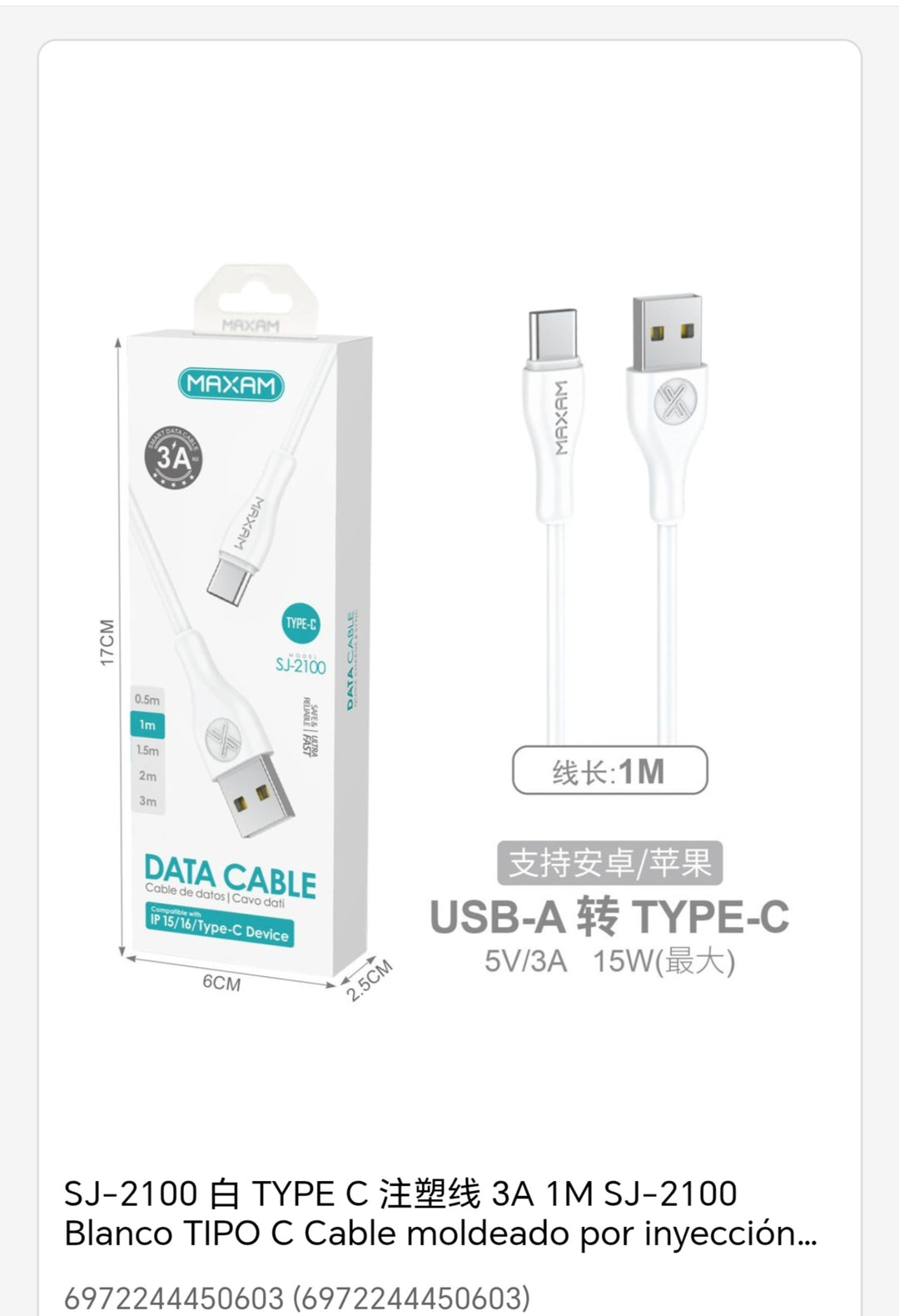 Cable tipo-c 1 m  3A