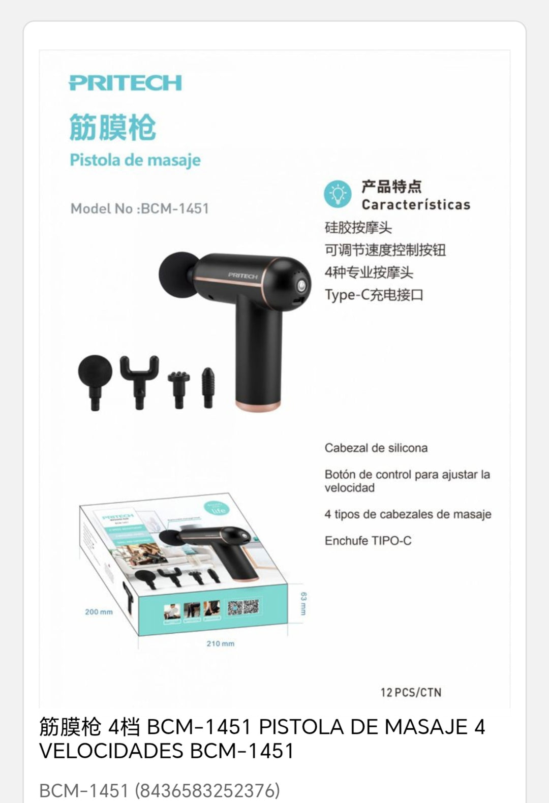 Pistola de masajes 4 velocides