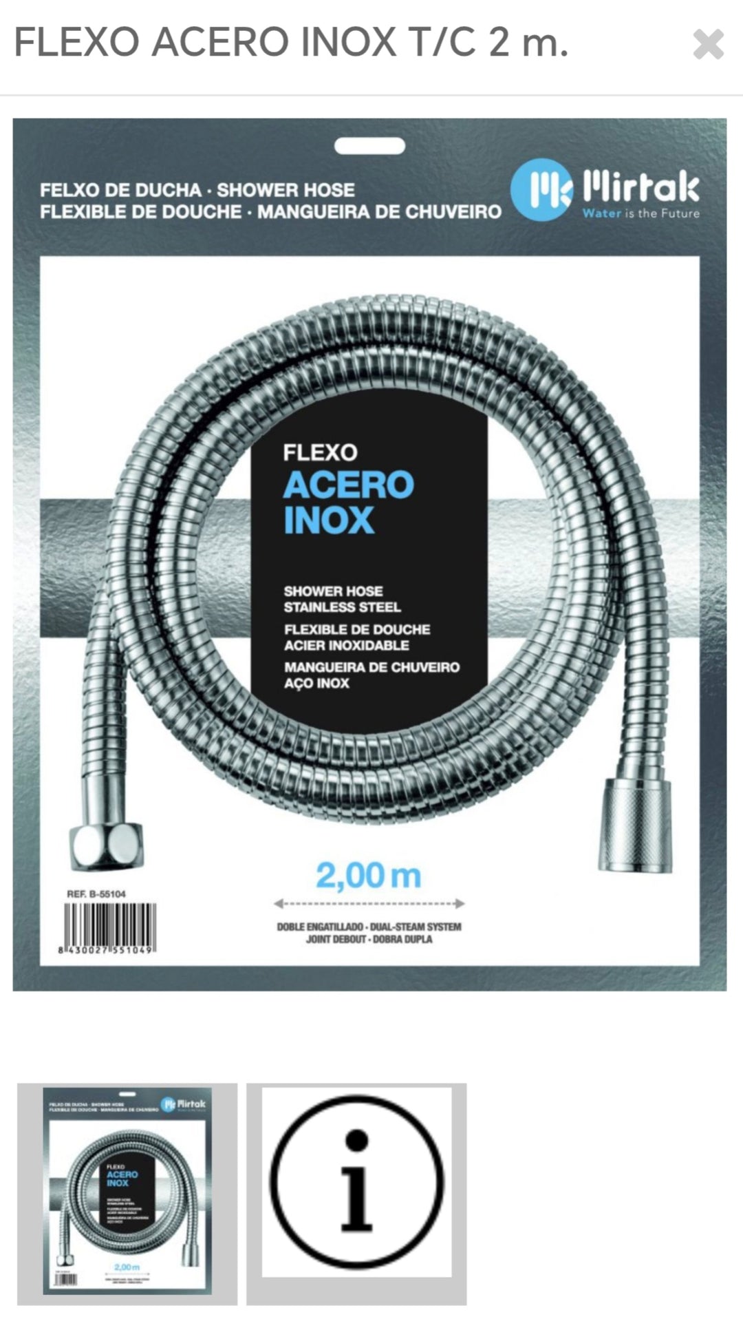 flexo acero inox 2, 00m
