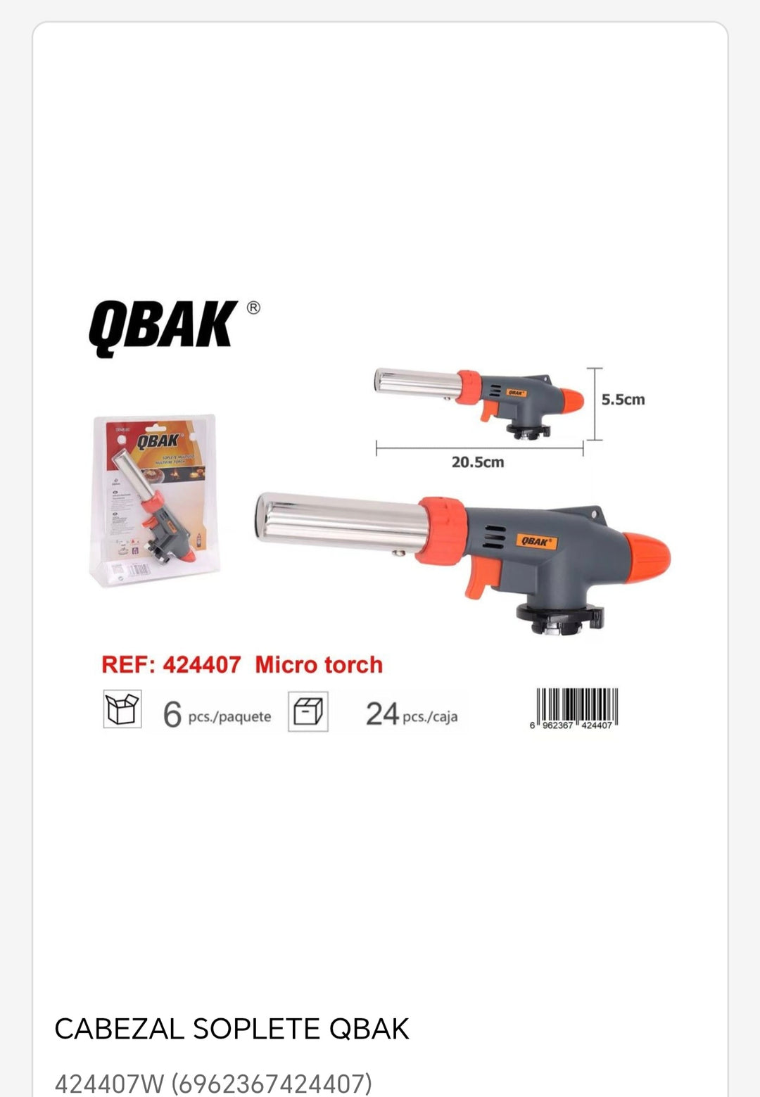 Cabezal Soplete micro torch