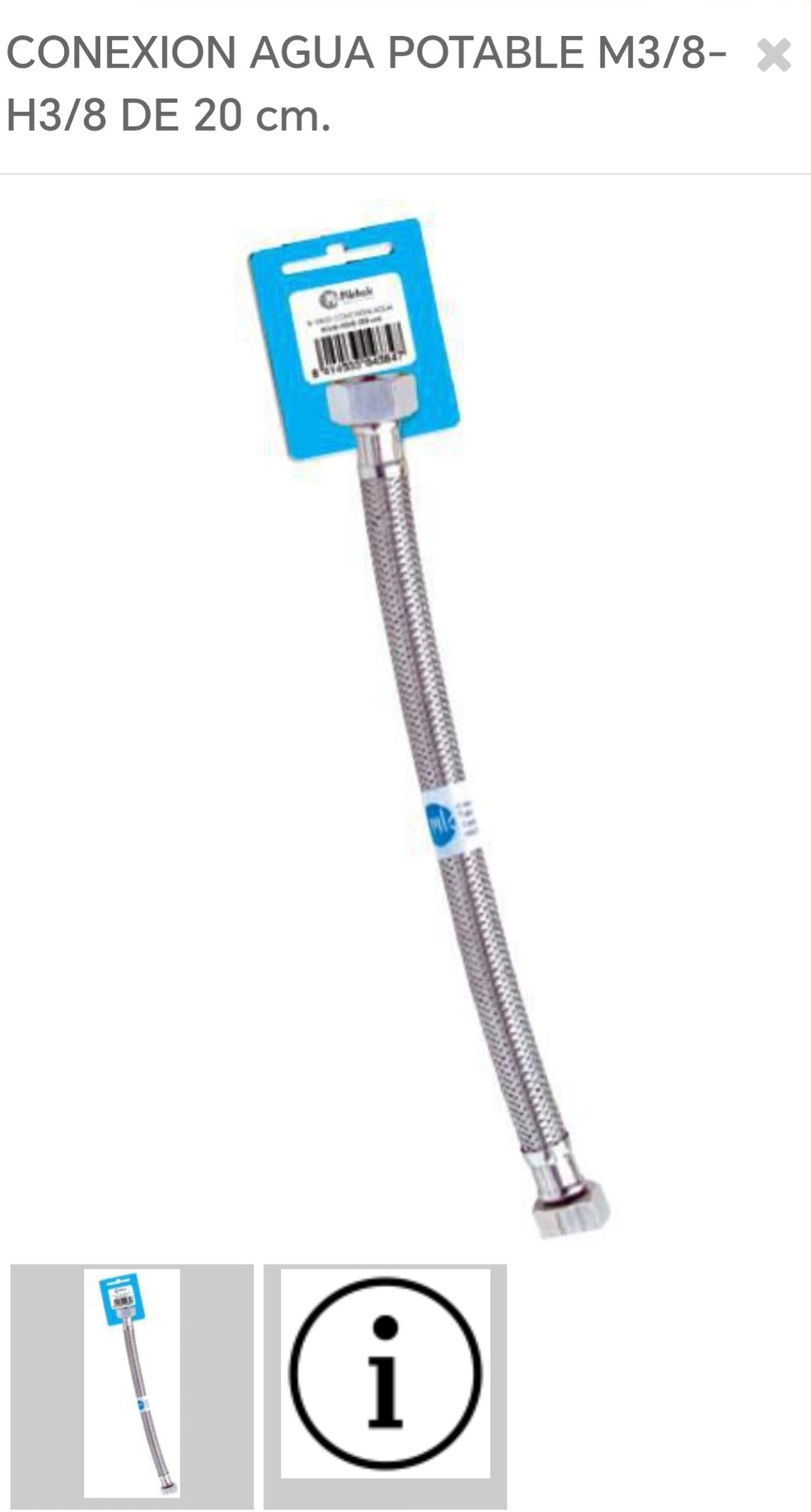conexión agua Portable M3/8H3/8 20cm S102203