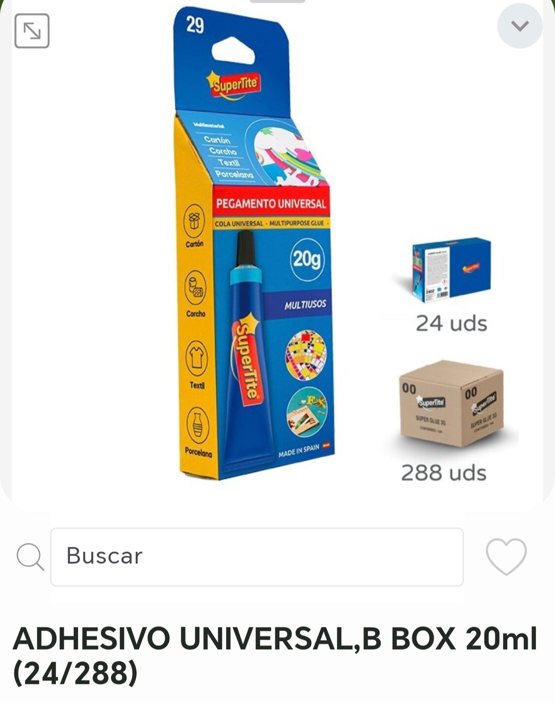 Adhesivo universal b box 20ml