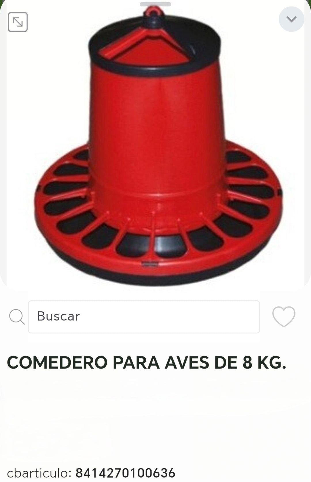 Comedero para aves de 8kg