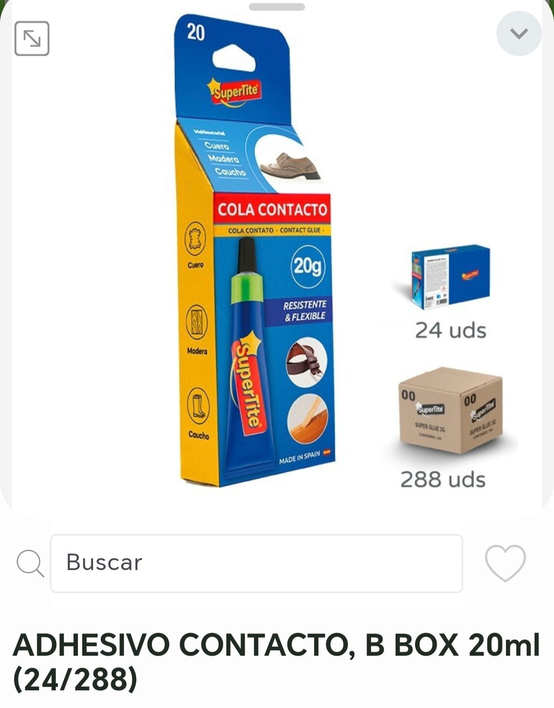 Adhesivo contacto b box 20ml