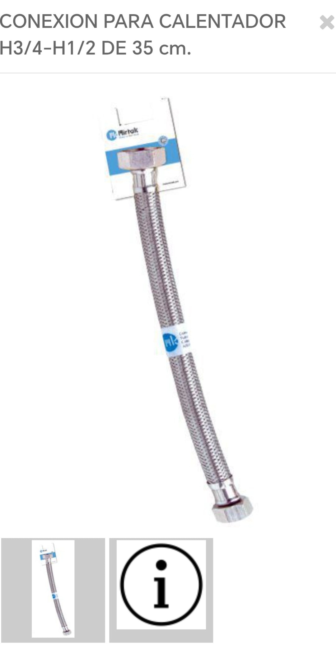 conexión para calentador H3/4-H1/2 35cm S11435