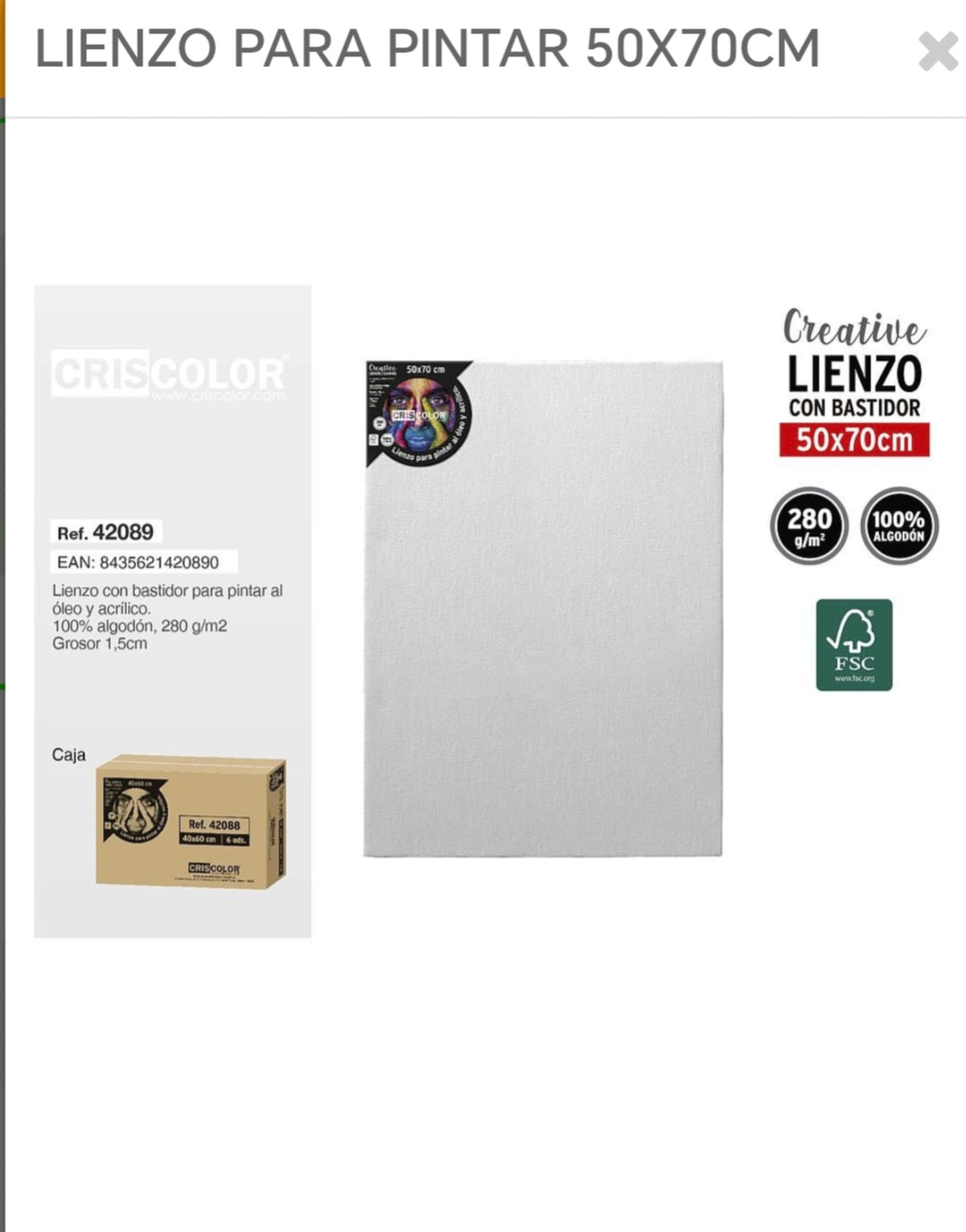 Lienzo para pintar 50*70cm