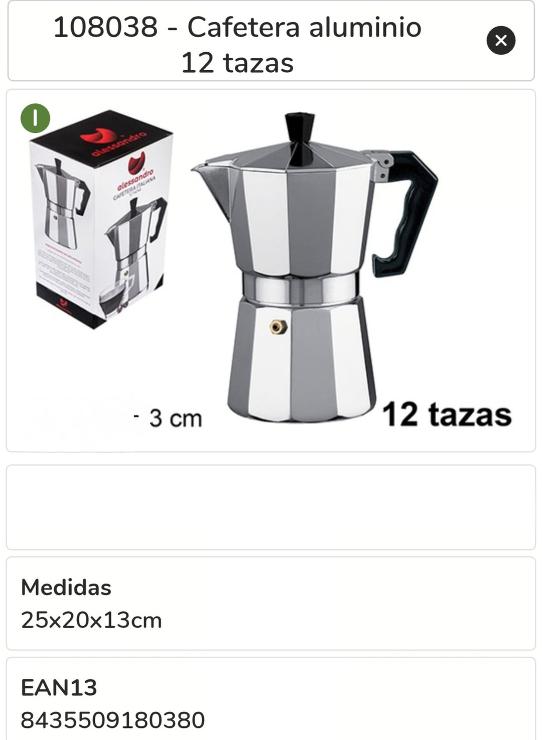 cafetera aluminio 12 tazas